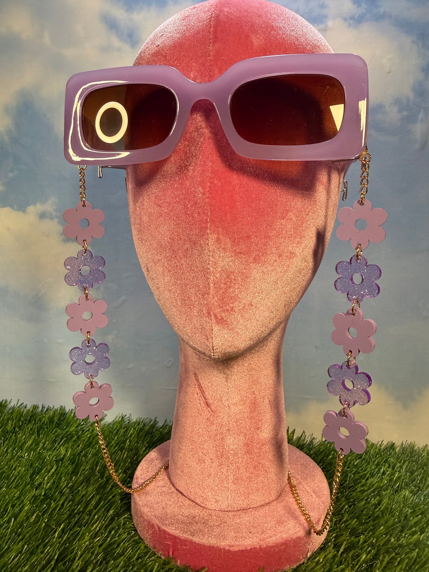 Purple Flower Sunglasses Chain