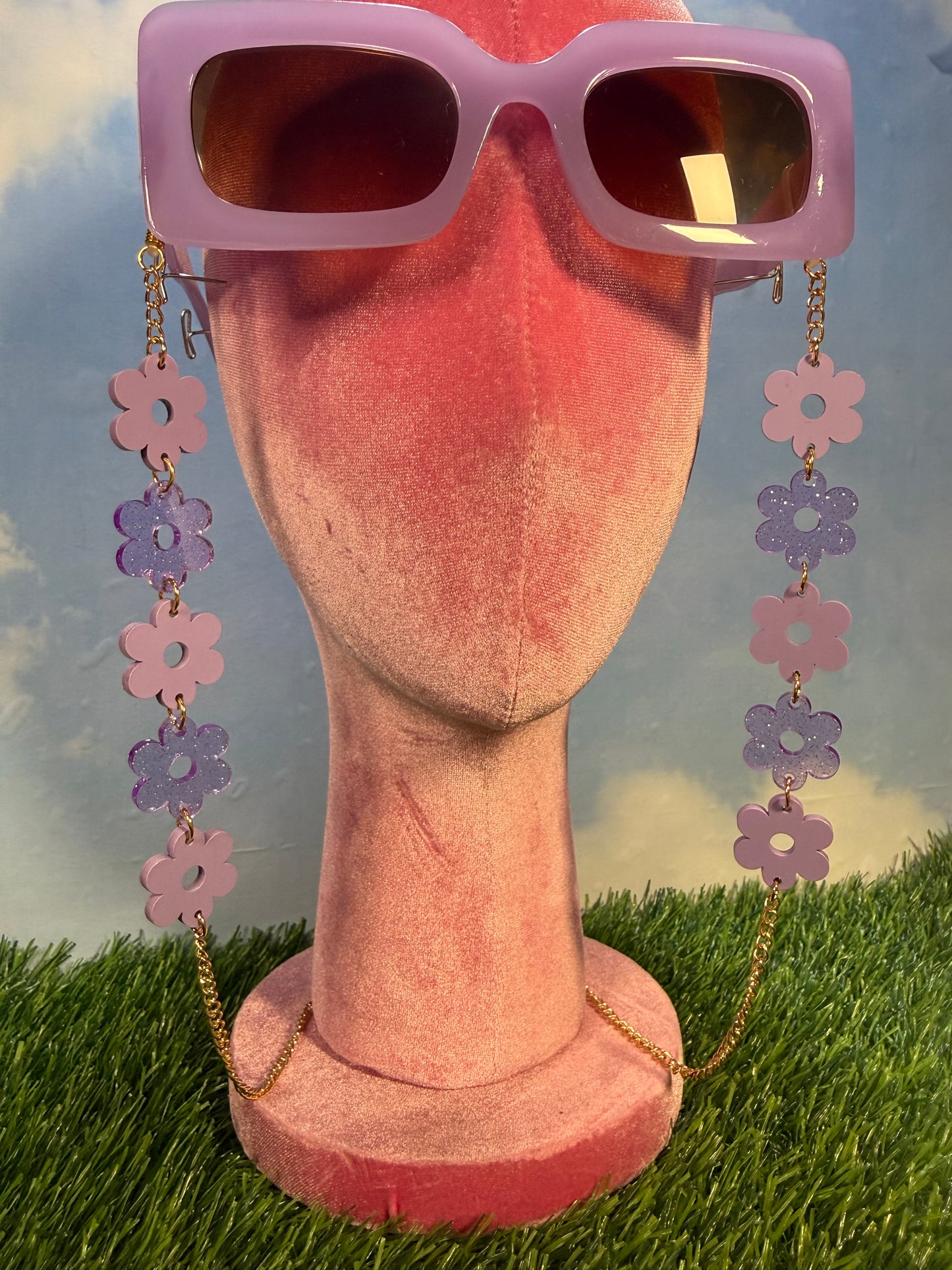 Purple Flower Sunglasses Chain