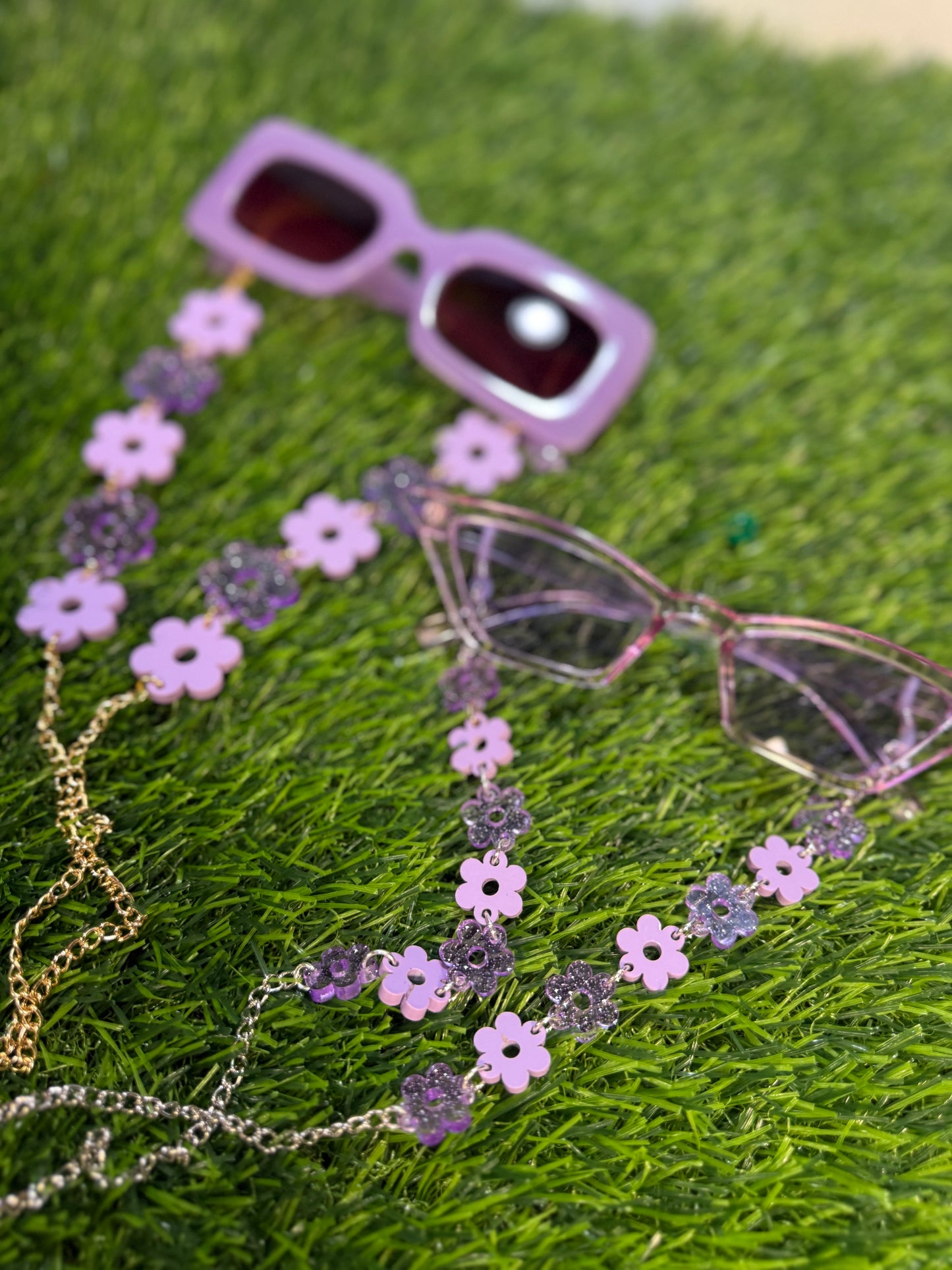 Purple Flower Sunglasses Chain