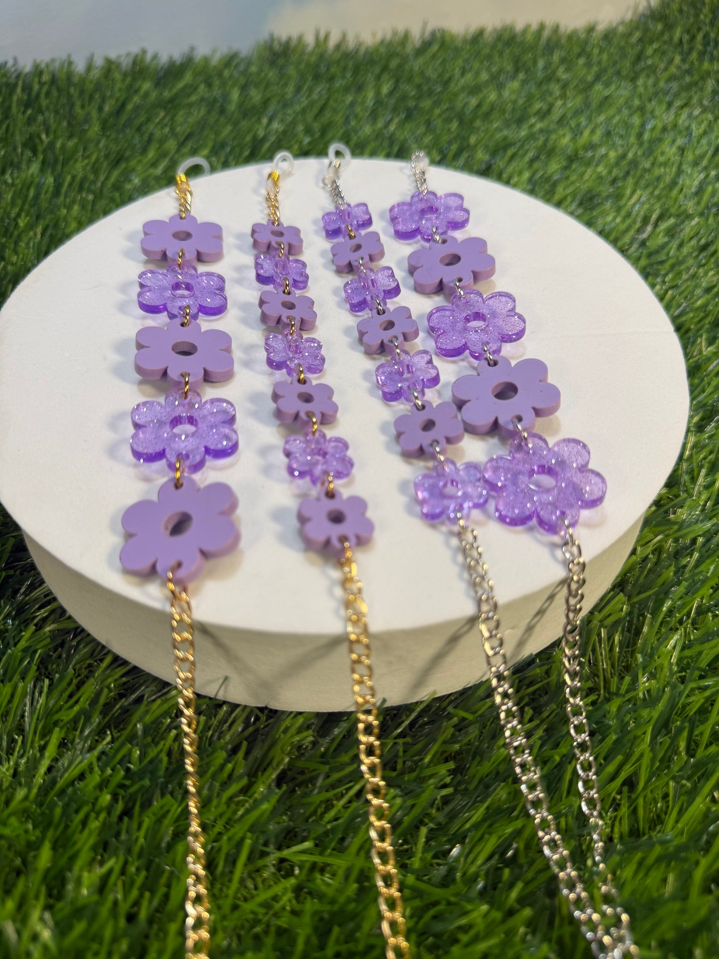 Purple Flower Sunglasses Chain