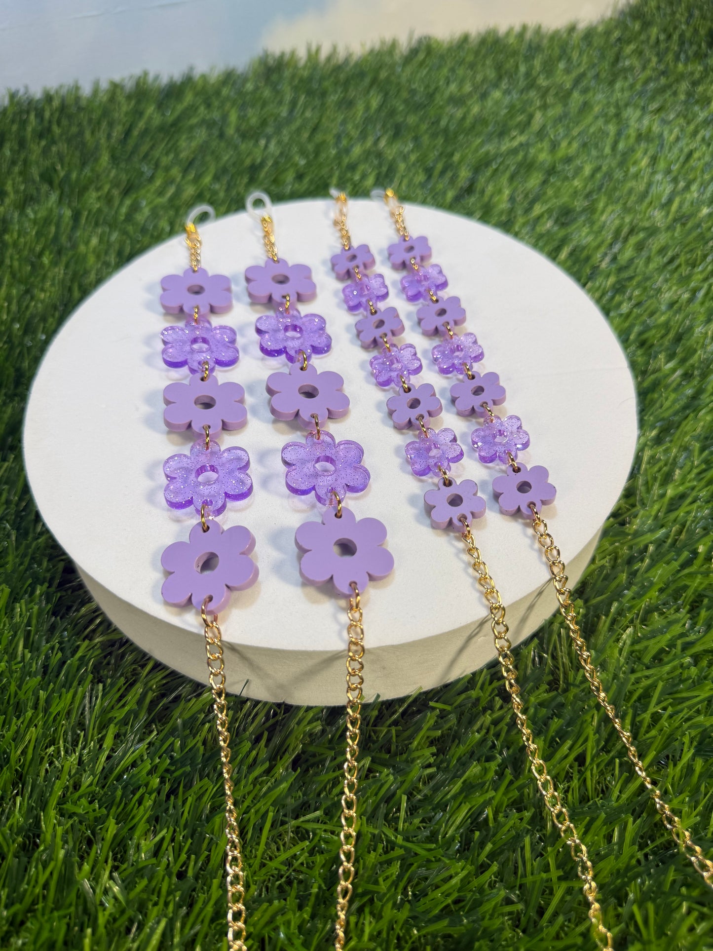 Purple Flower Sunglasses Chain
