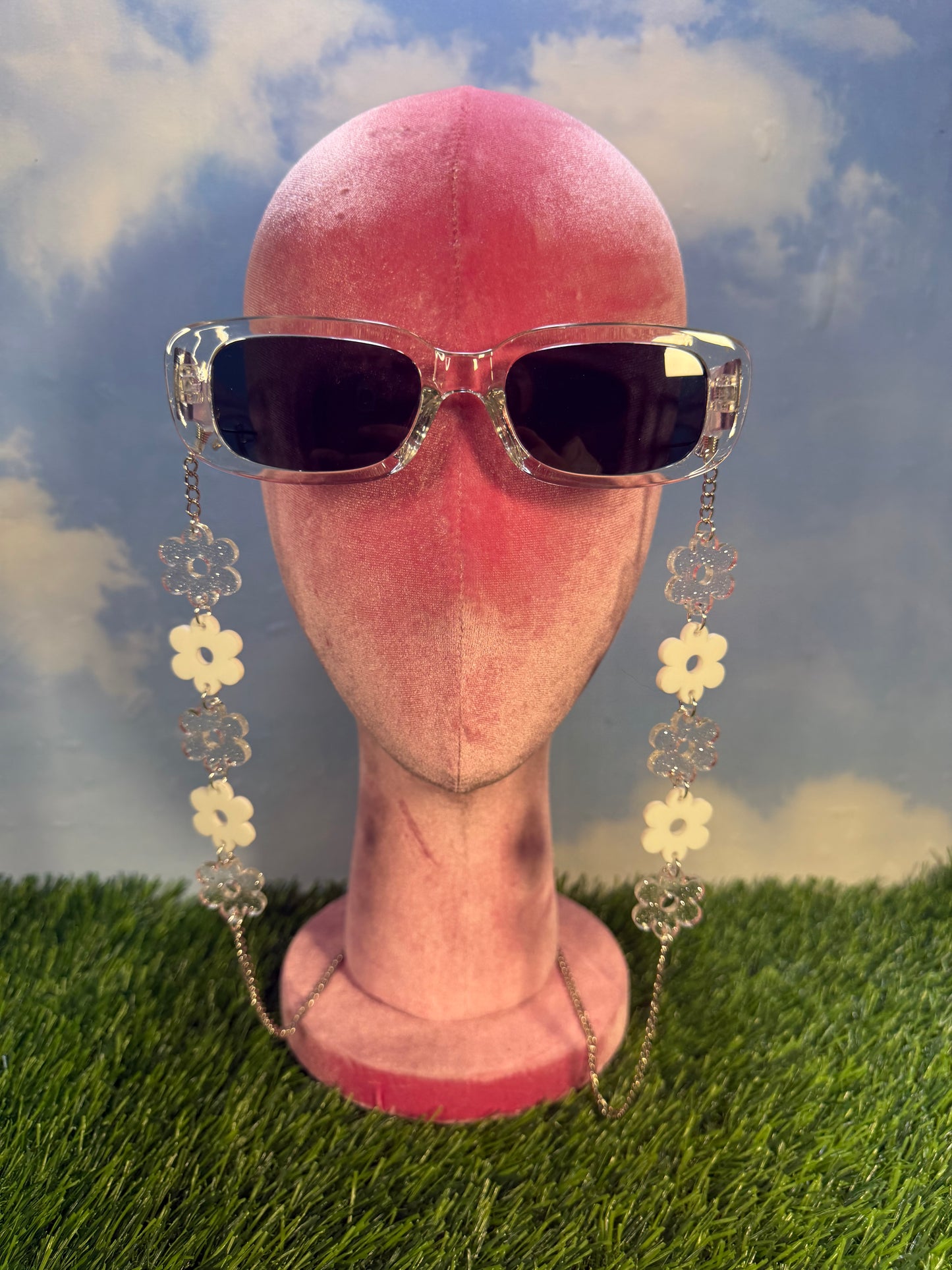 White Flower Sunglasses Chain