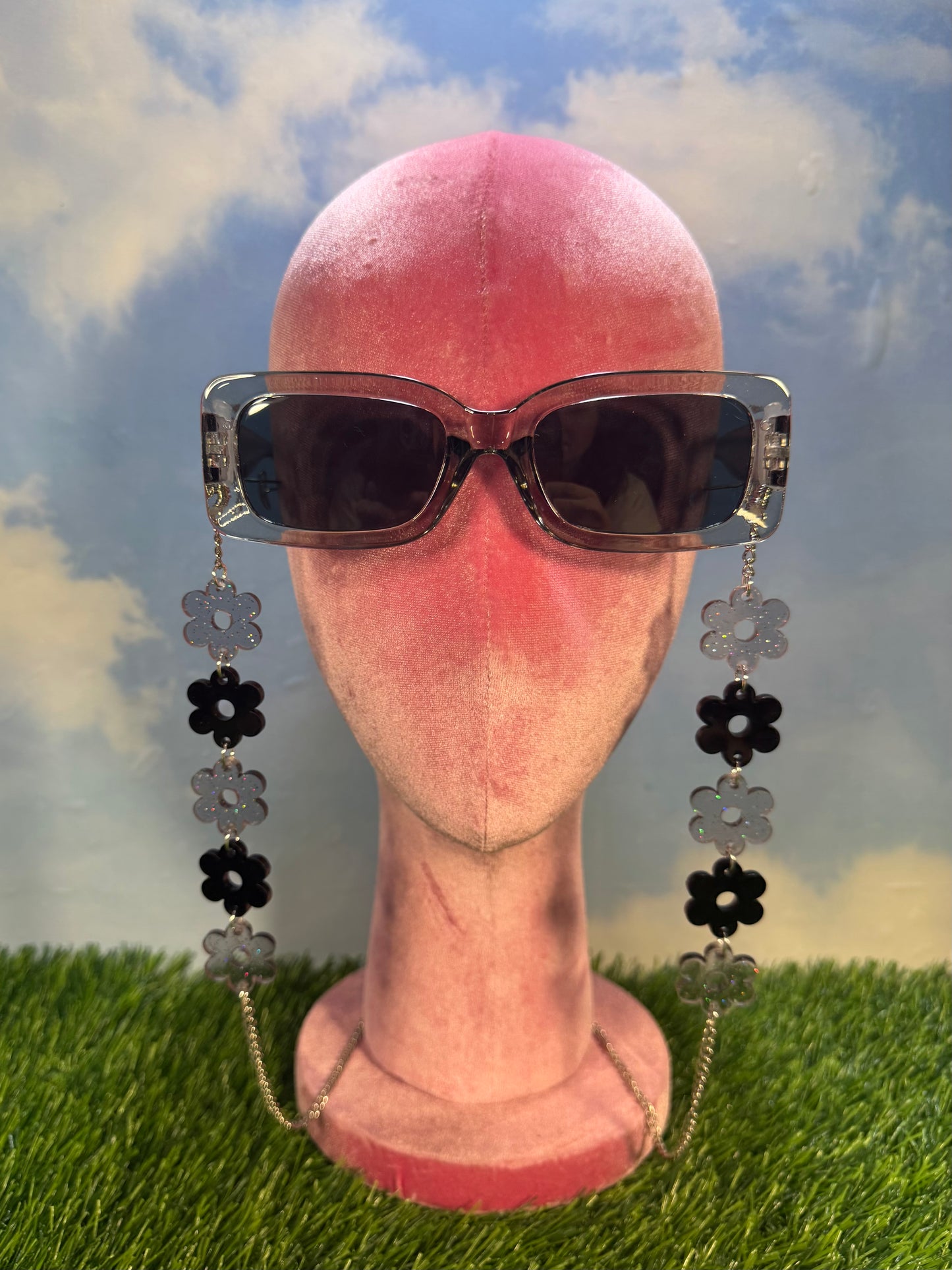 Black Flower Sunglasses Chain