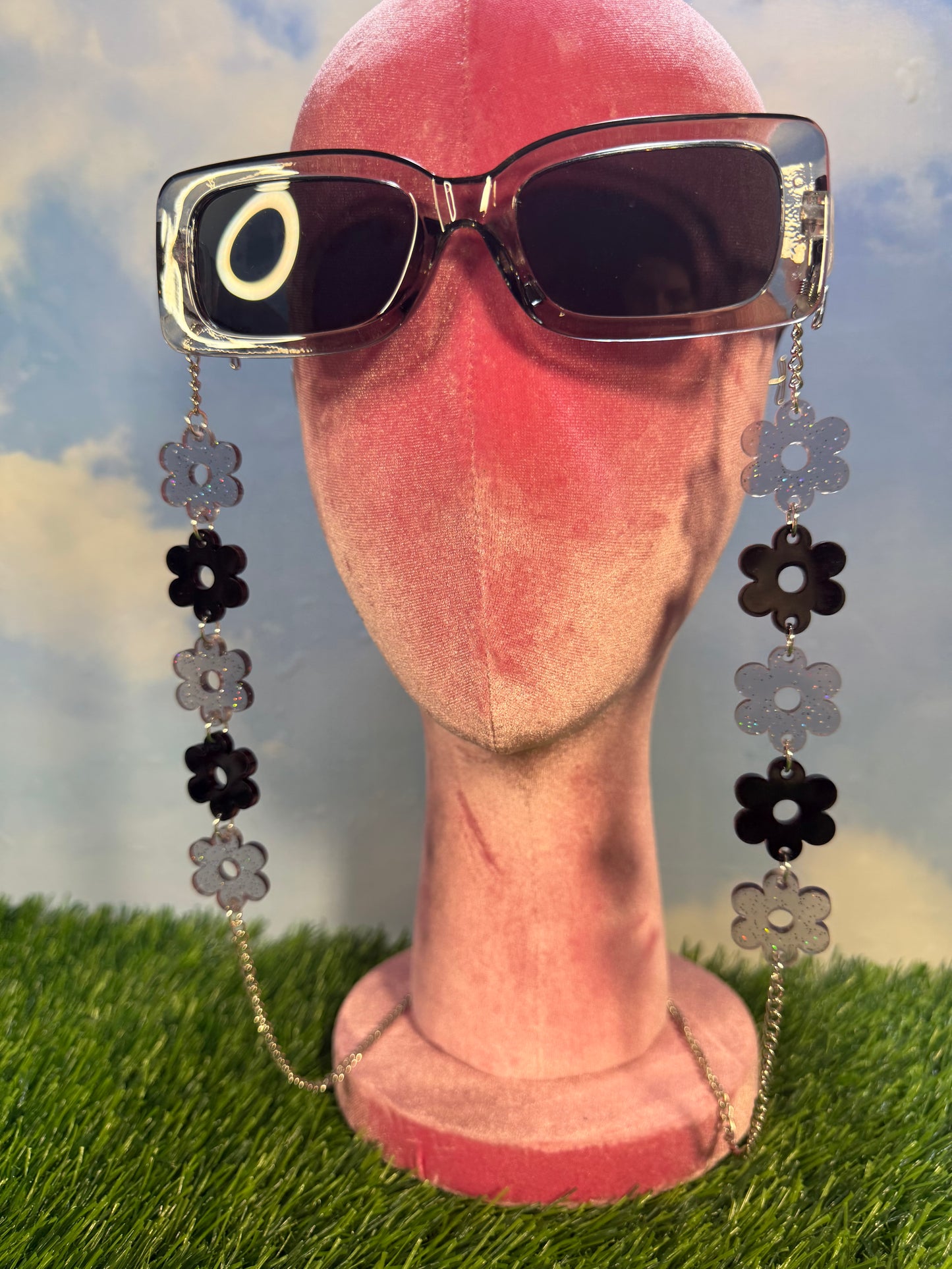 Black Flower Sunglasses Chain