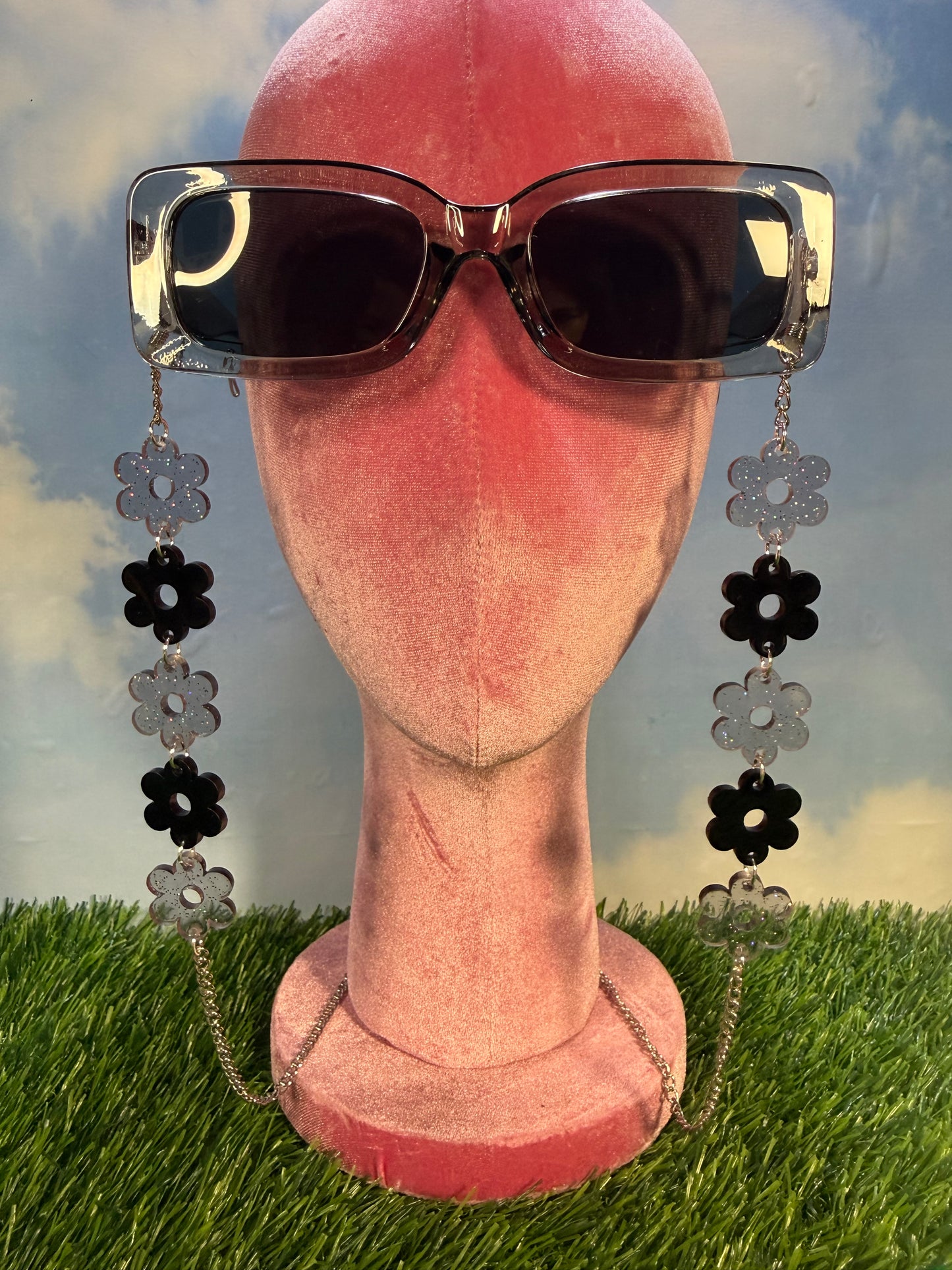 Black Flower Sunglasses Chain