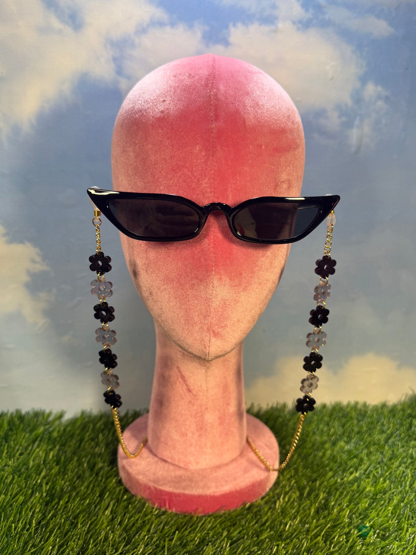Black Flower Sunglasses Chain