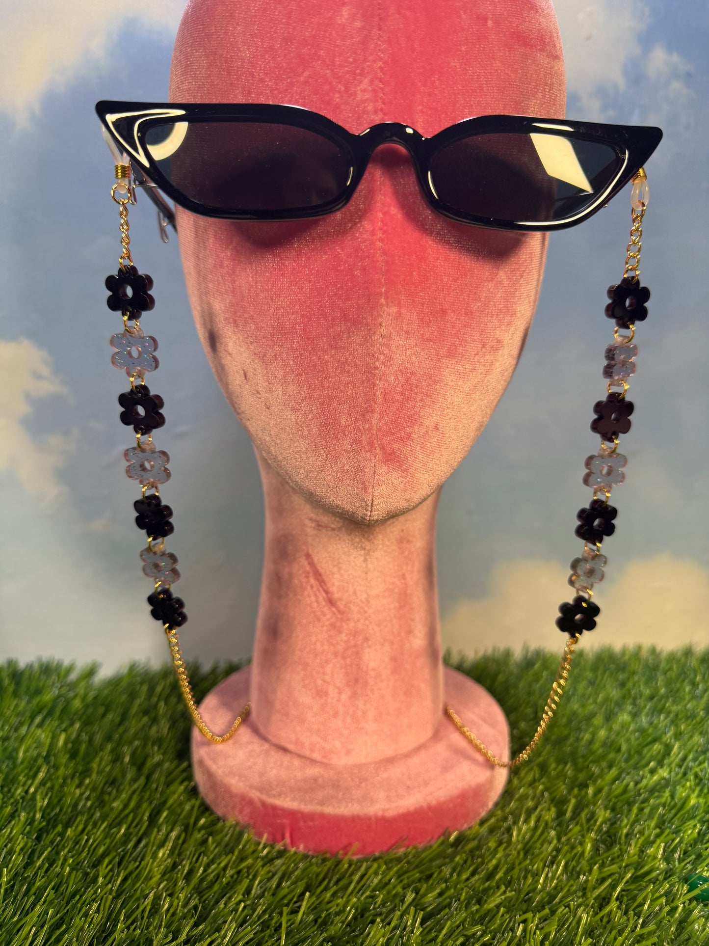 Black Flower Sunglasses Chain