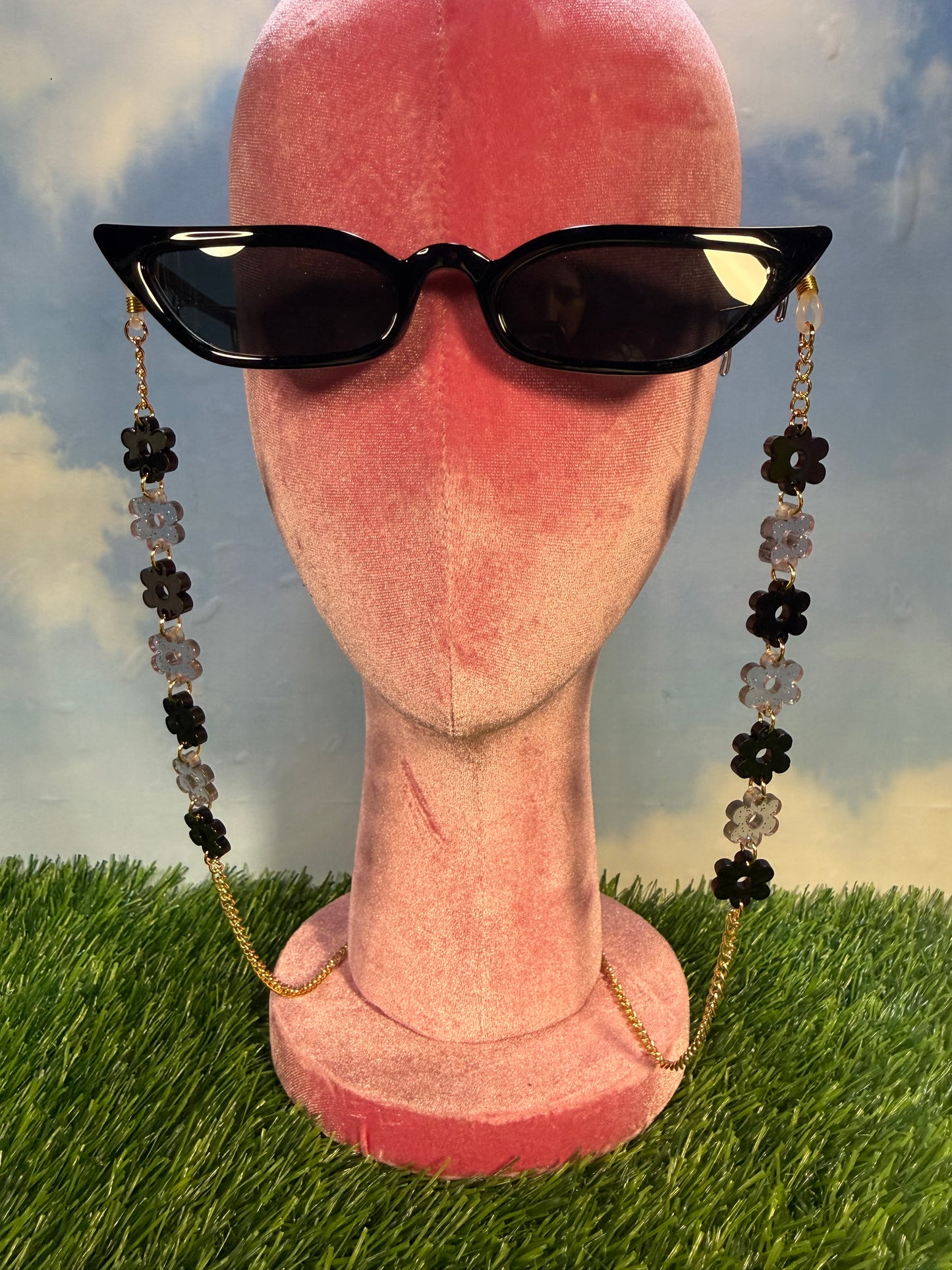 Black Flower Sunglasses Chain
