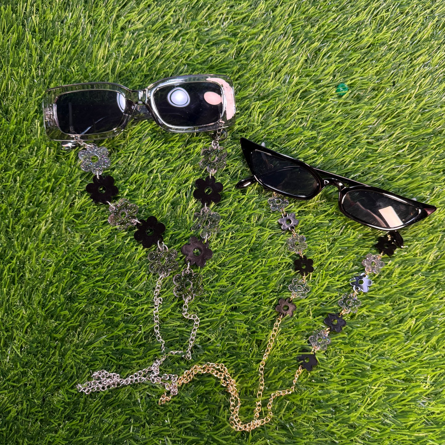 Black Flower Sunglasses Chain