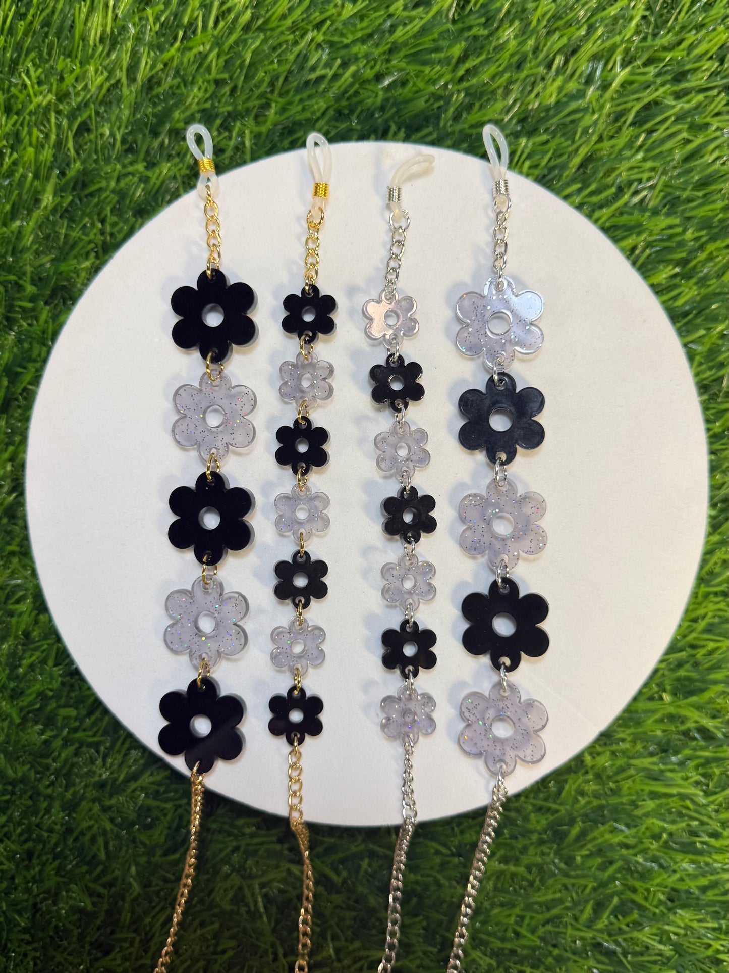 Black Flower Sunglasses Chain