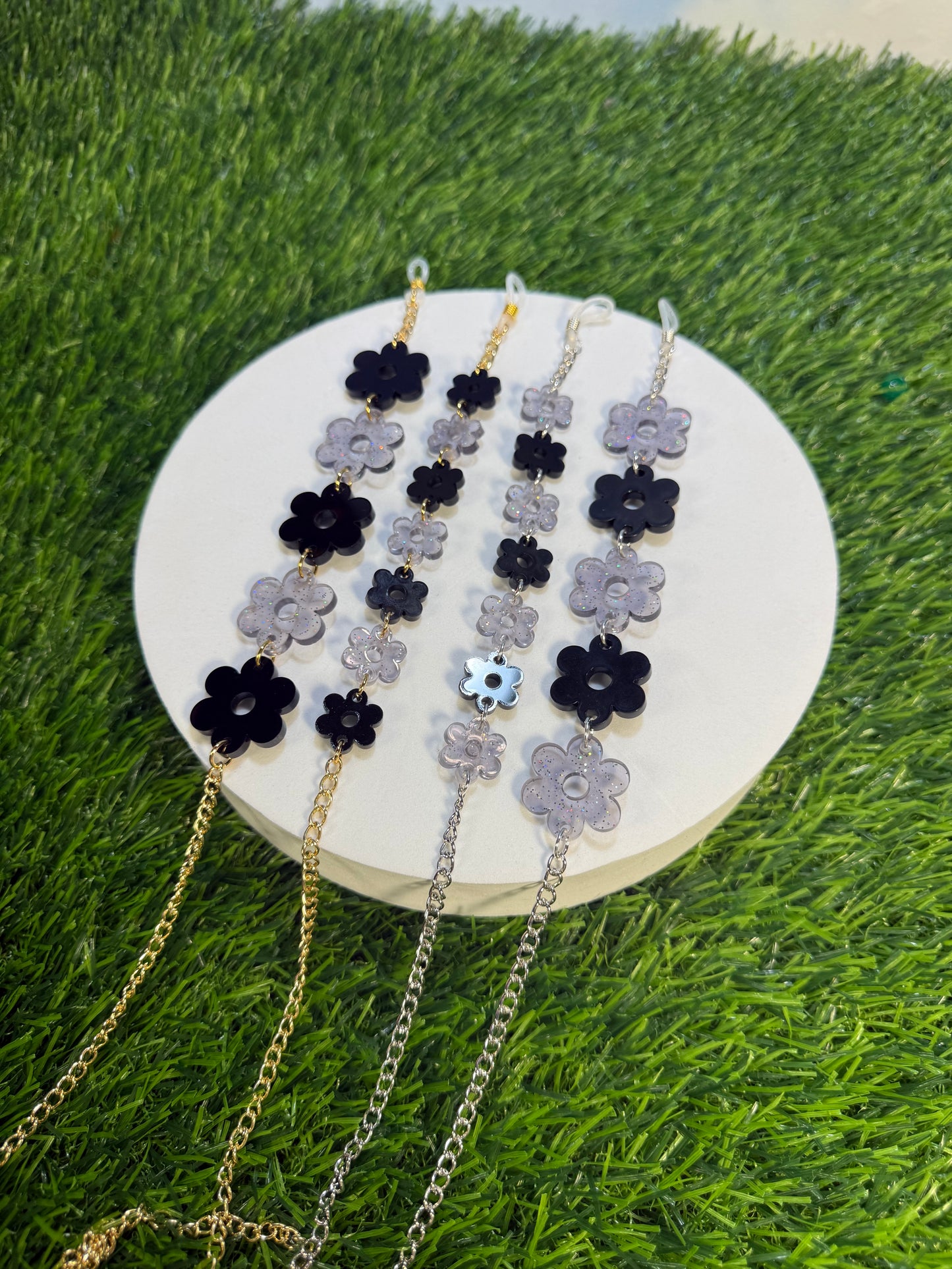 Black Flower Sunglasses Chain