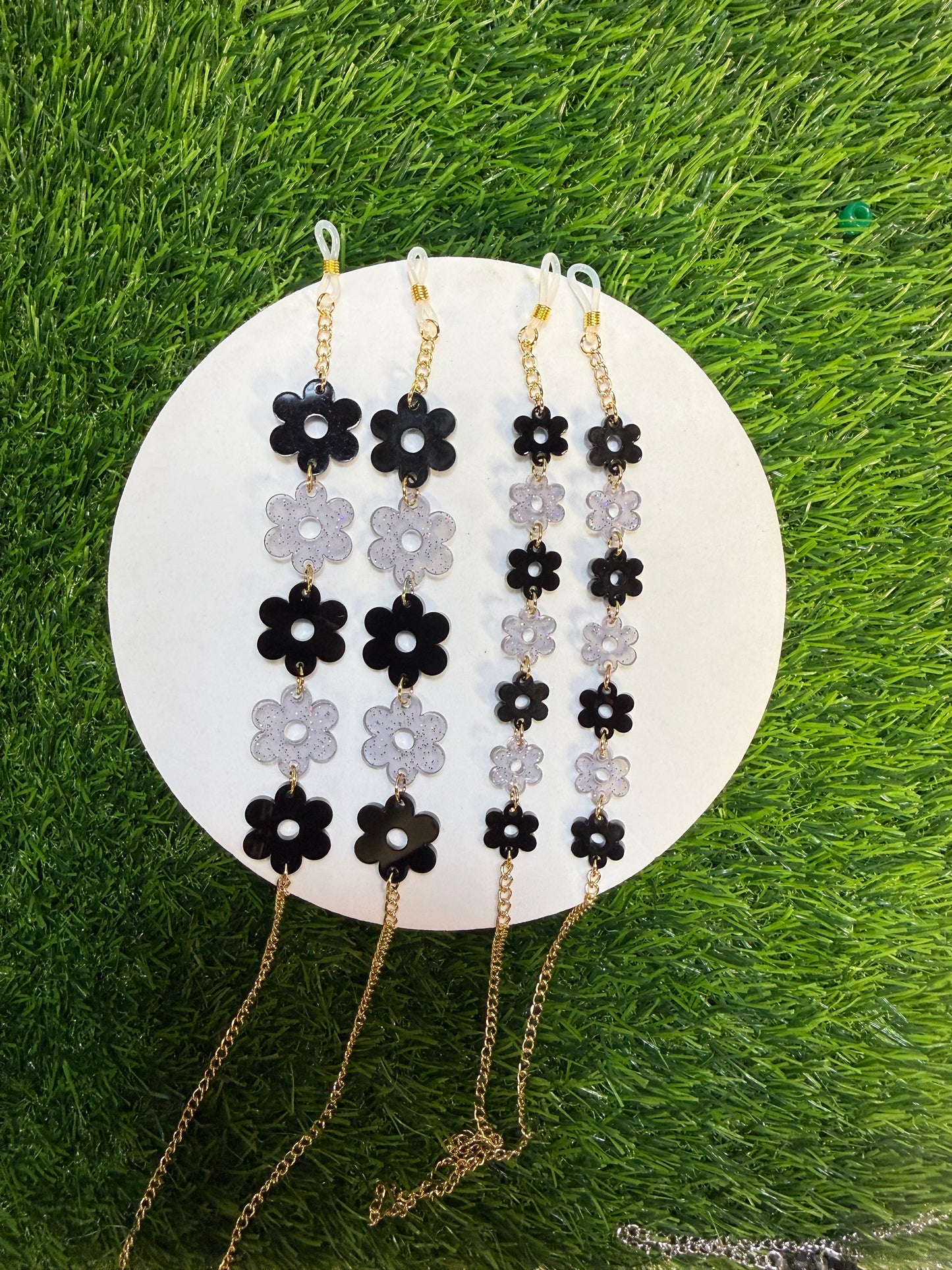 Black Flower Sunglasses Chain