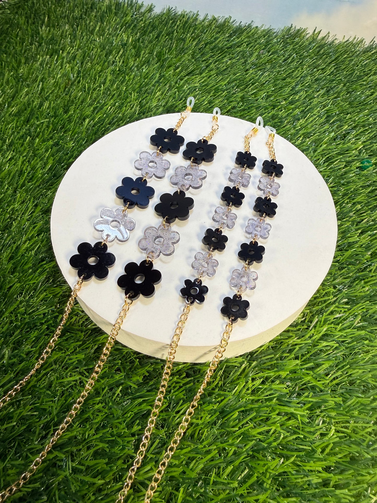 Black Flower Sunglasses Chain