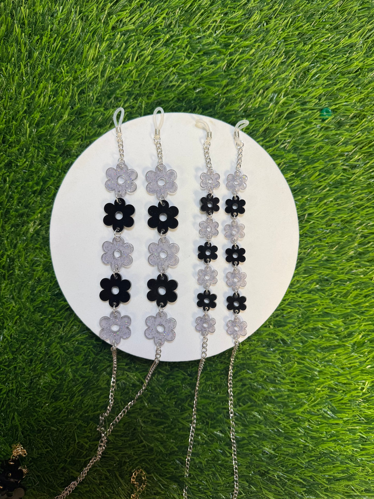 Black Flower Sunglasses Chain