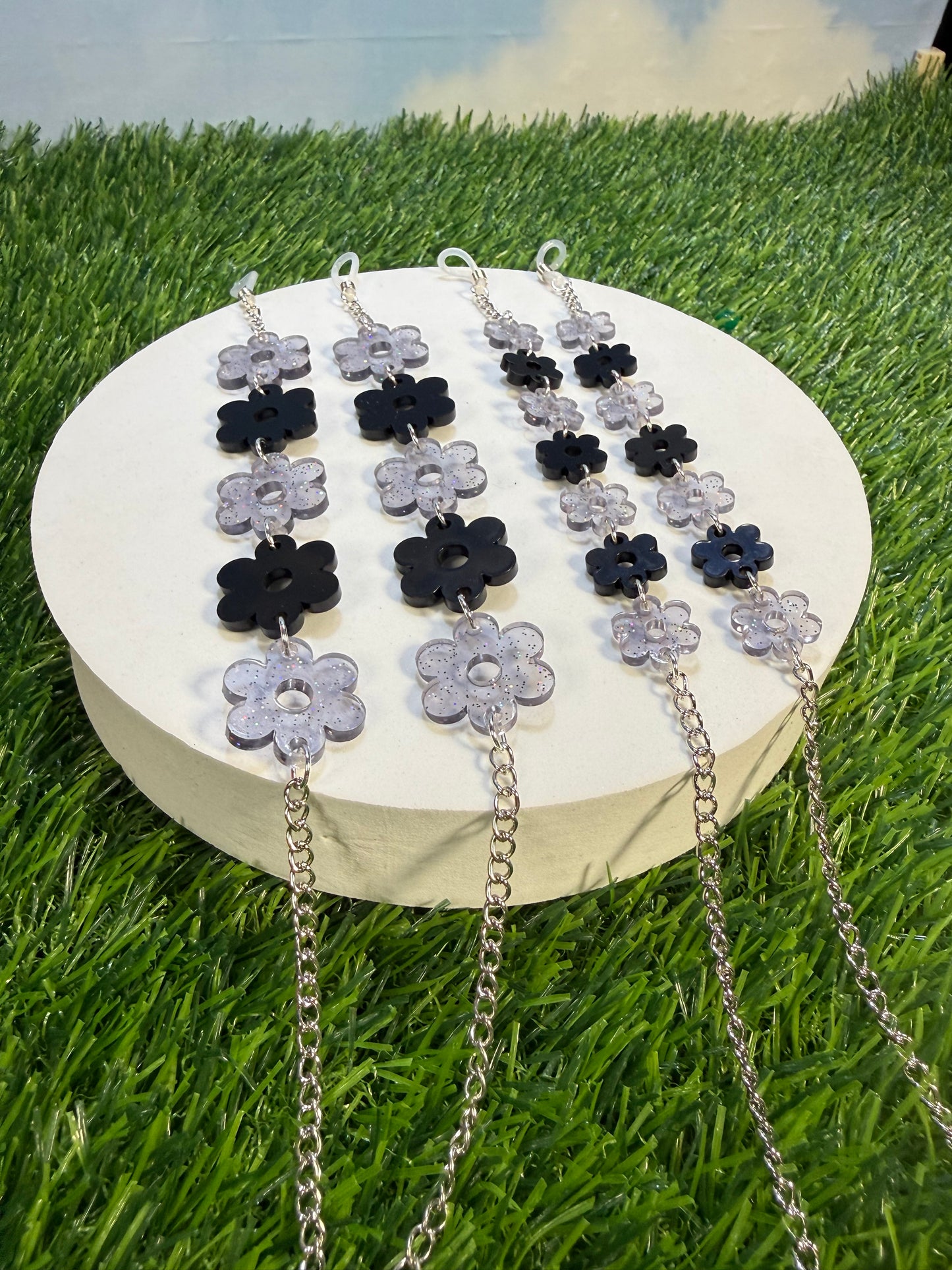 Black Flower Sunglasses Chain