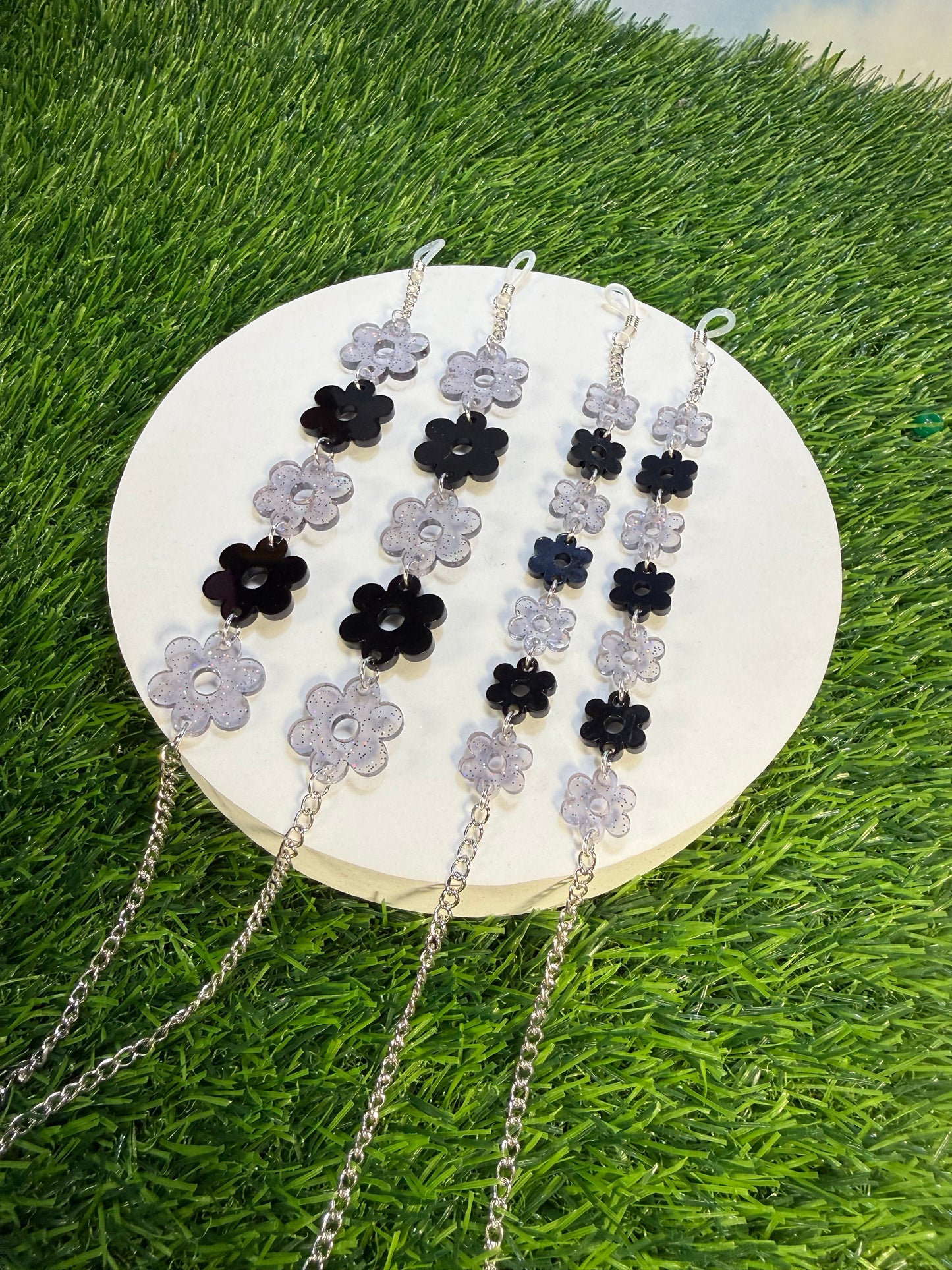 Black Flower Sunglasses Chain