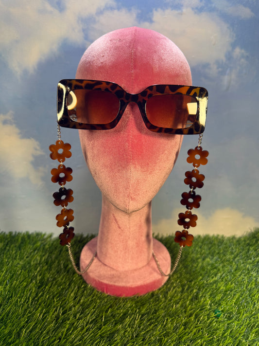 Tortoise Shell Flower Sunglasses Chain