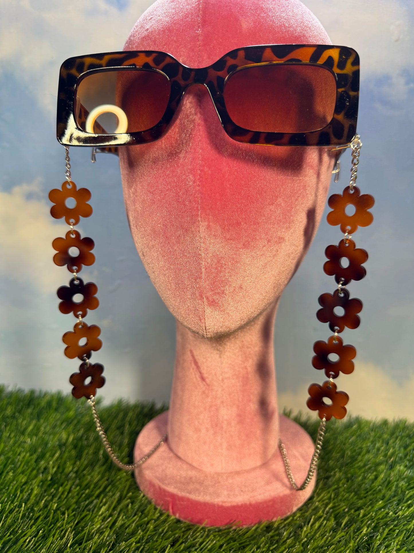 Tortoise Shell Flower Sunglasses Chain