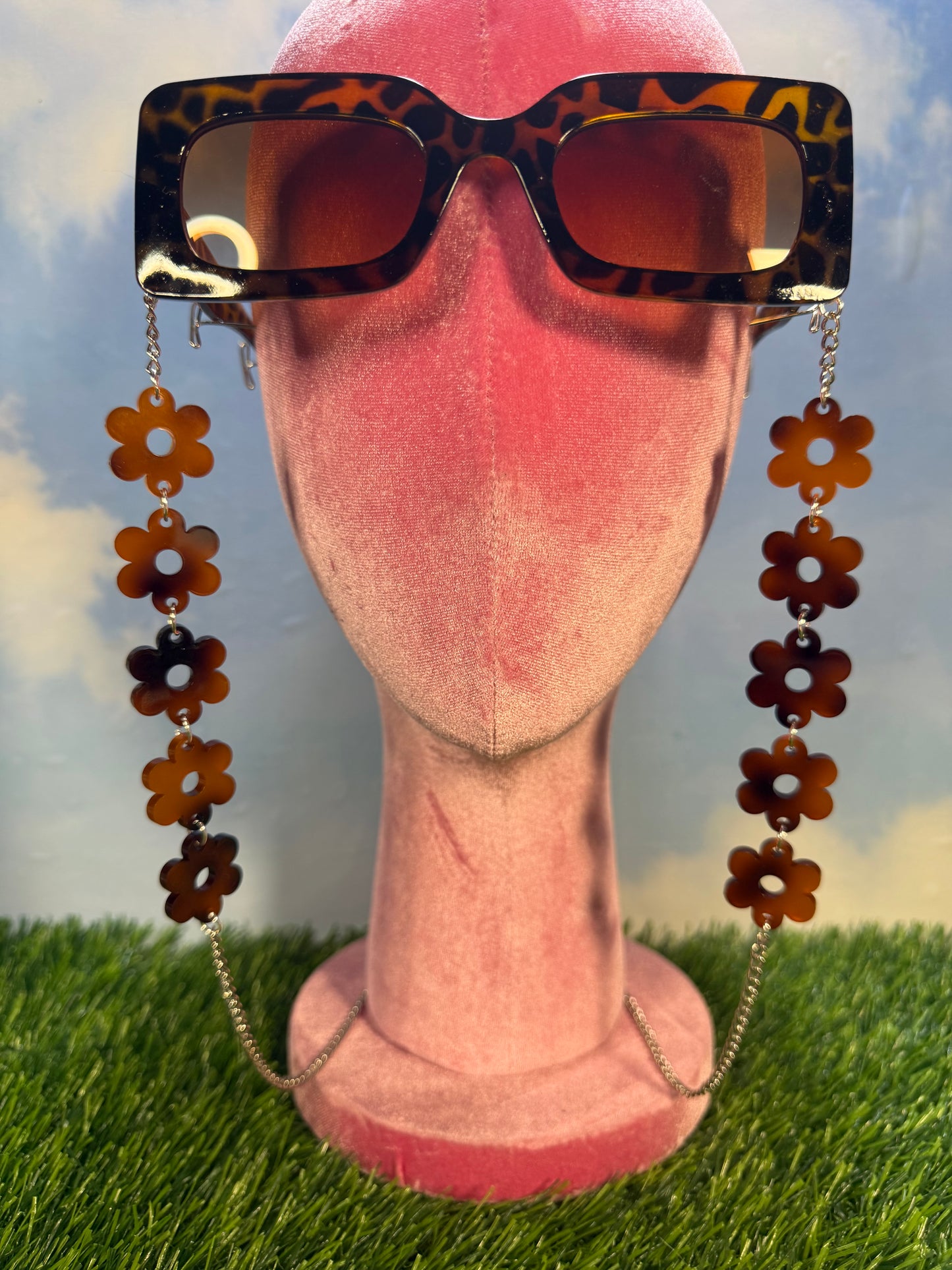 Tortoise Shell Flower Sunglasses Chain