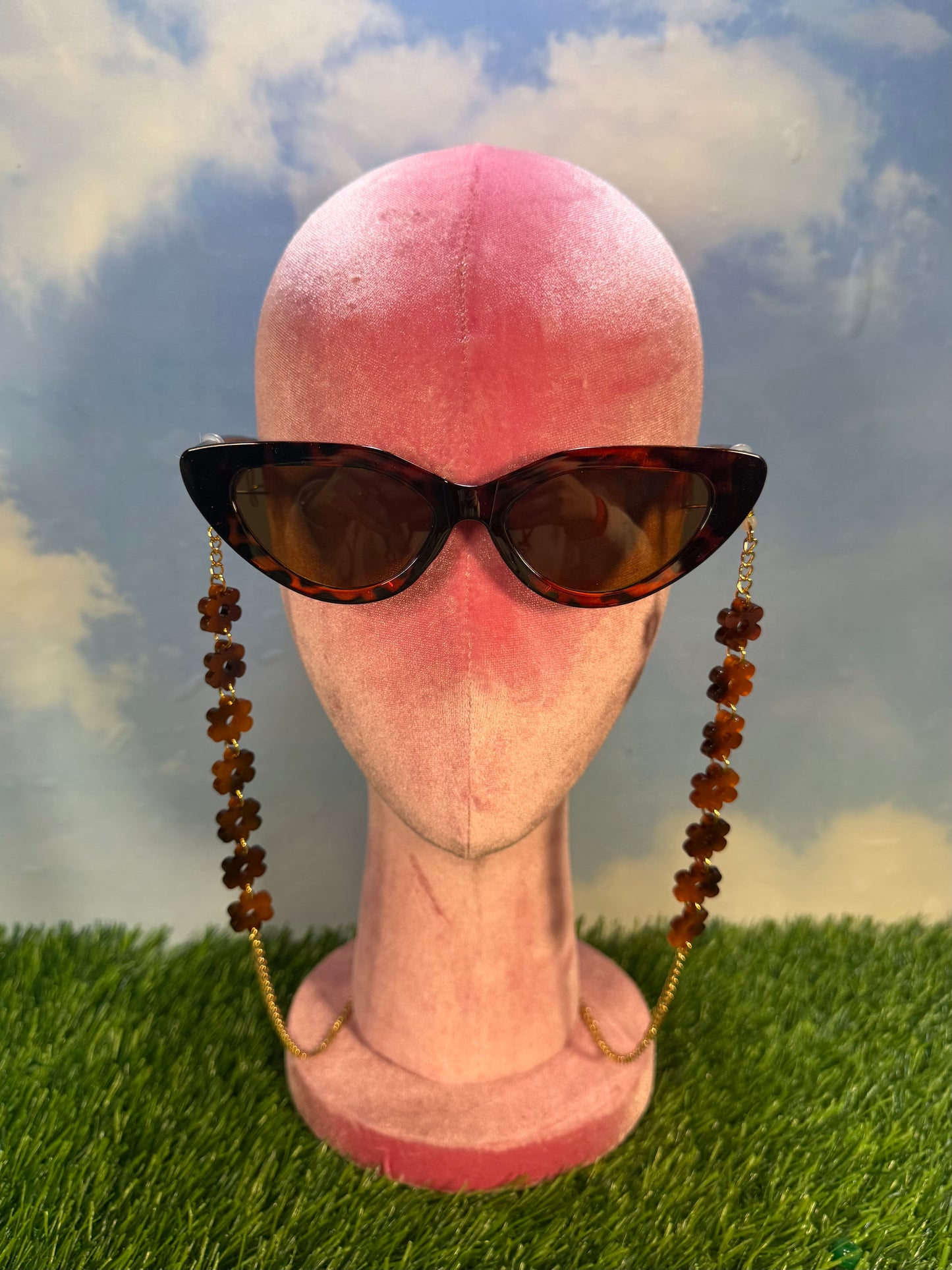 Tortoise Shell Flower Sunglasses Chain