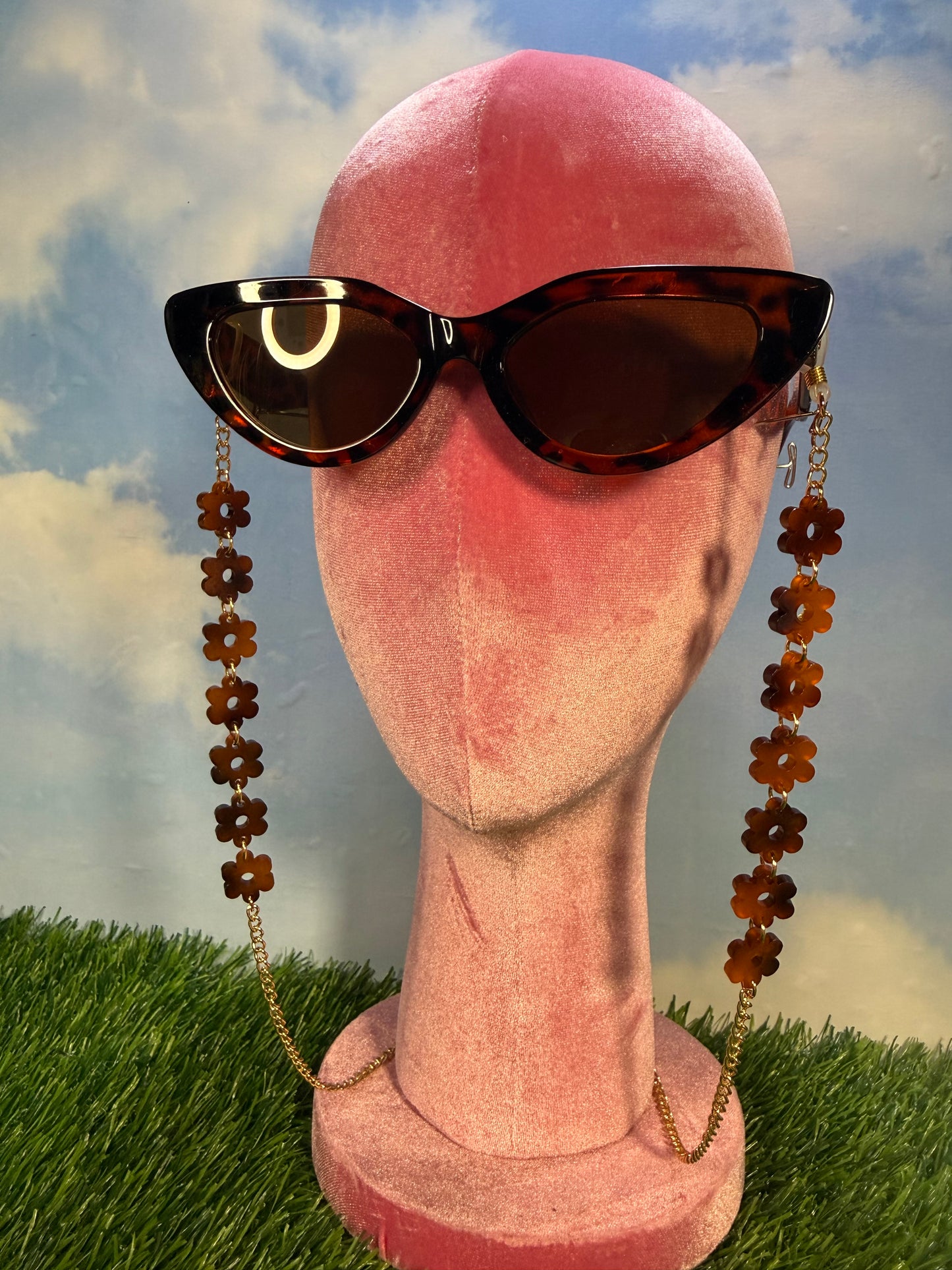 Tortoise Shell Flower Sunglasses Chain