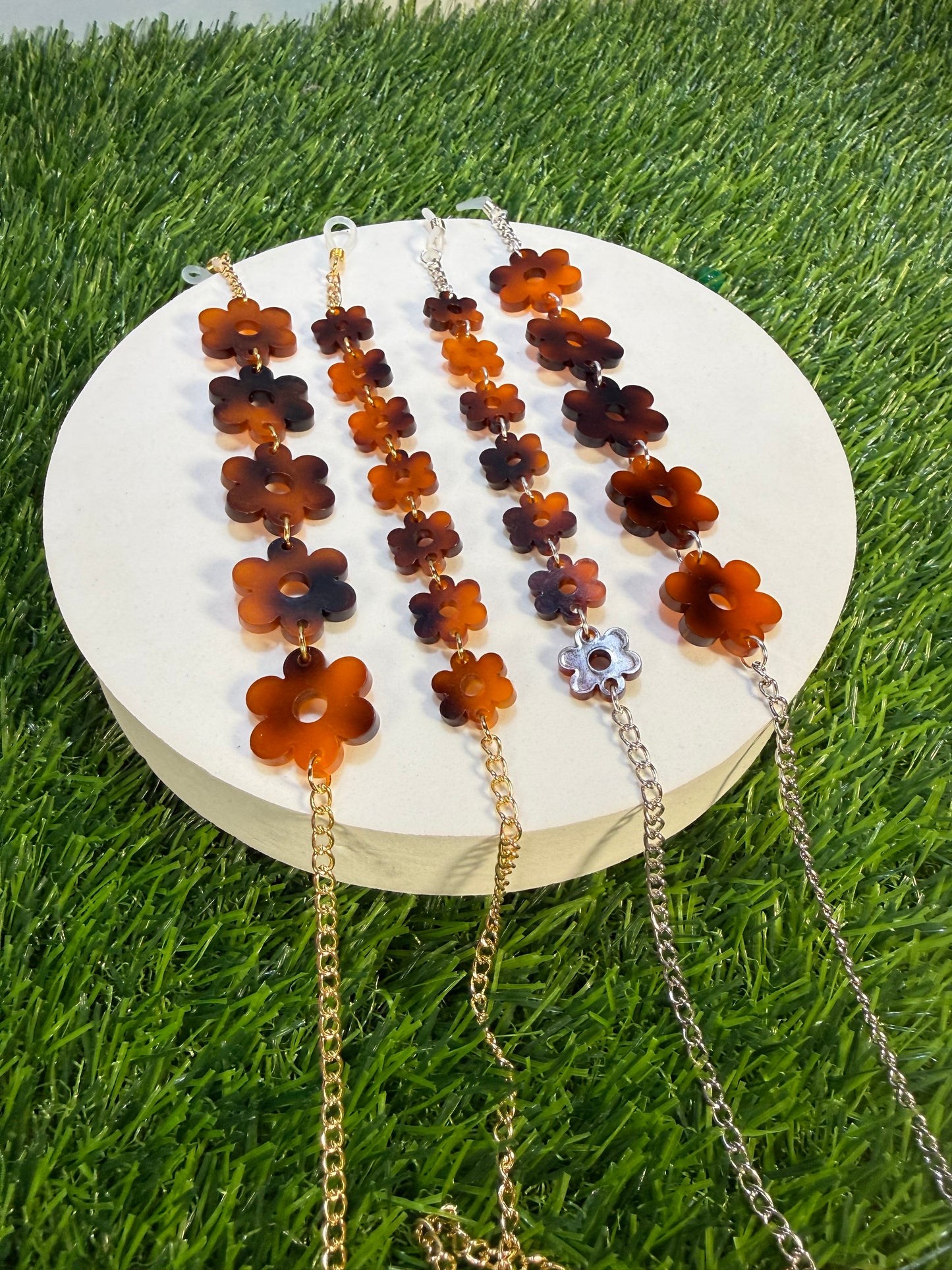 Tortoise Shell Flower Sunglasses Chain