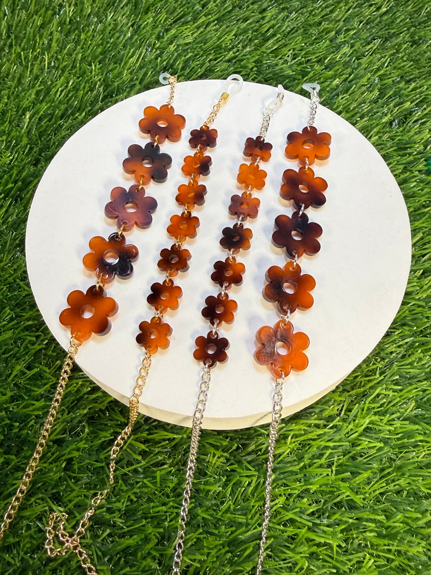 Tortoise Shell Flower Sunglasses Chain