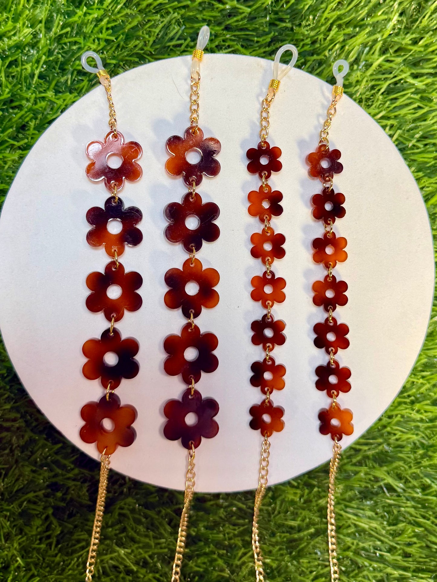 Tortoise Shell Flower Sunglasses Chain