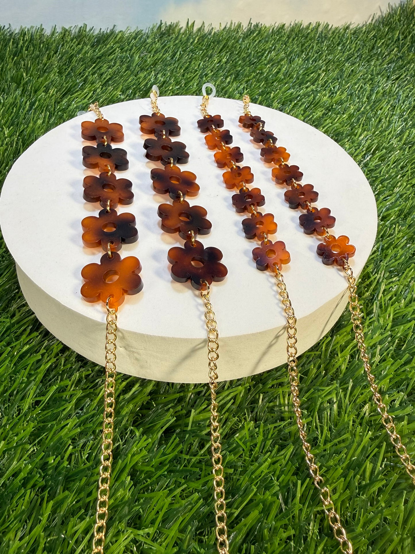 Tortoise Shell Flower Sunglasses Chain