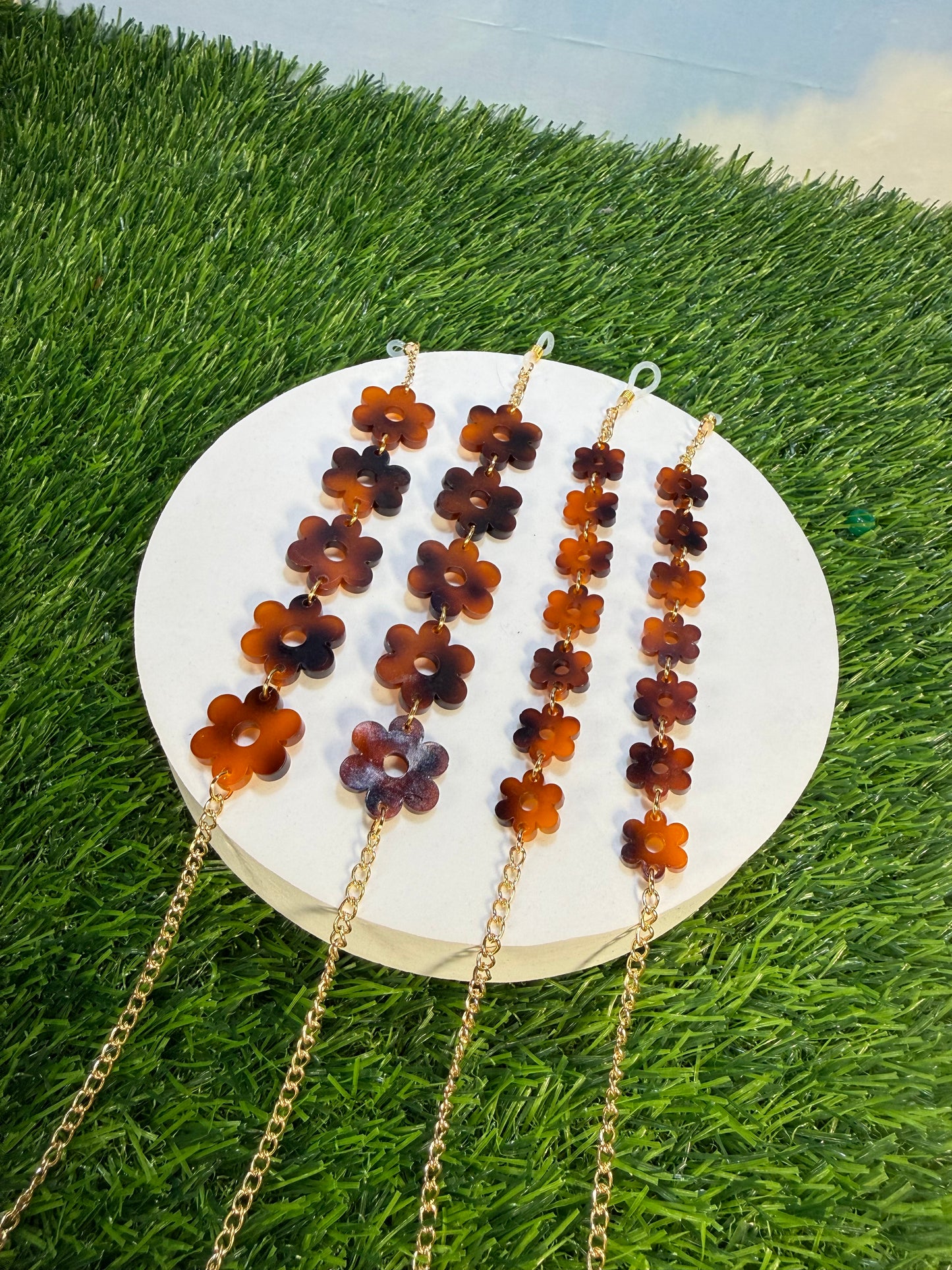 Tortoise Shell Flower Sunglasses Chain