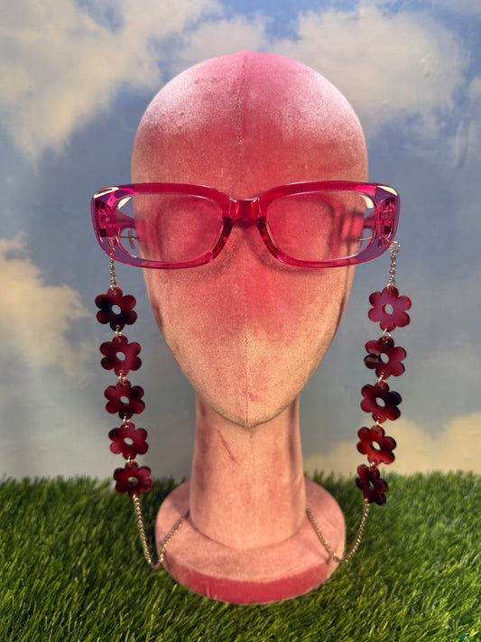 Pink Tortoise Shell Flower Sunglasses Chain