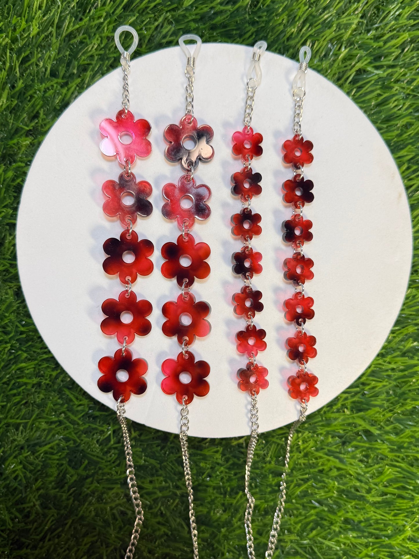 Pink Tortoise Shell Flower Sunglasses Chain