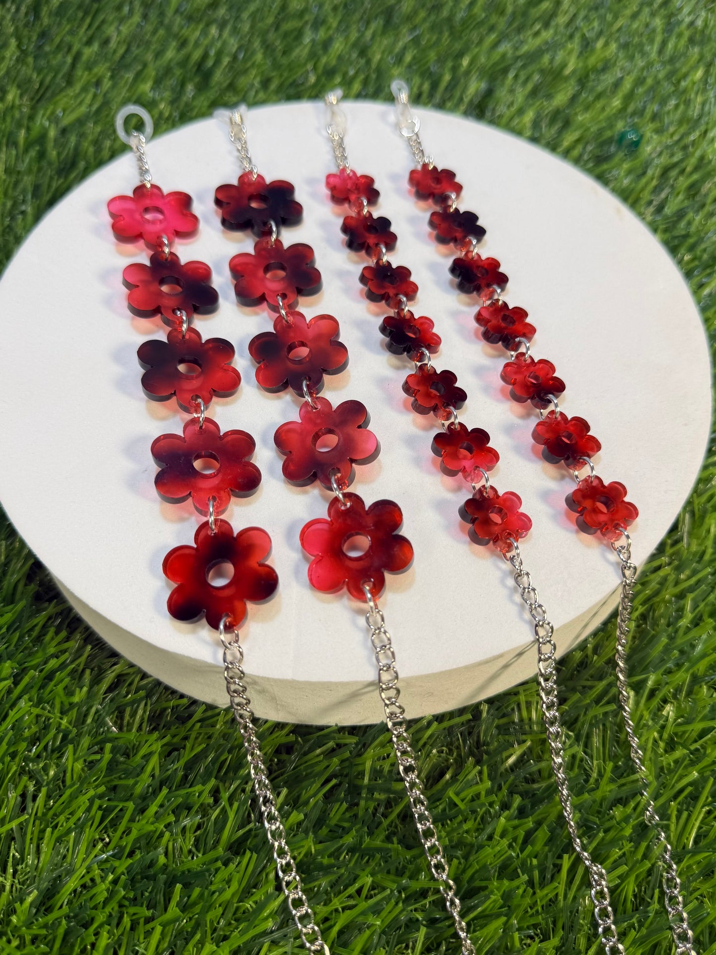 Pink Tortoise Shell Flower Sunglasses Chain