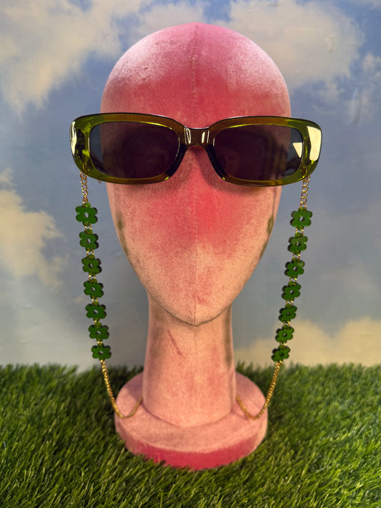 Dark Green Flower Sunglasses Chain