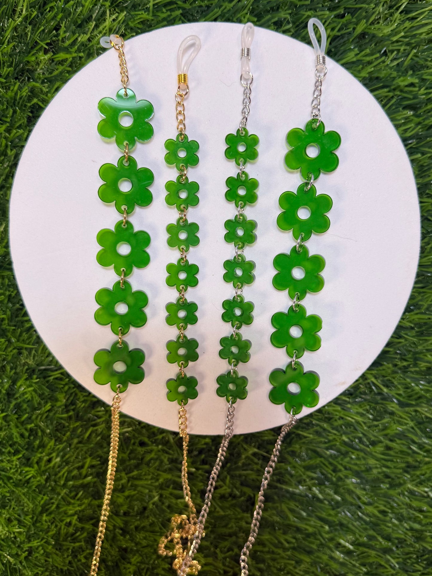 Dark Green Flower Sunglasses Chain