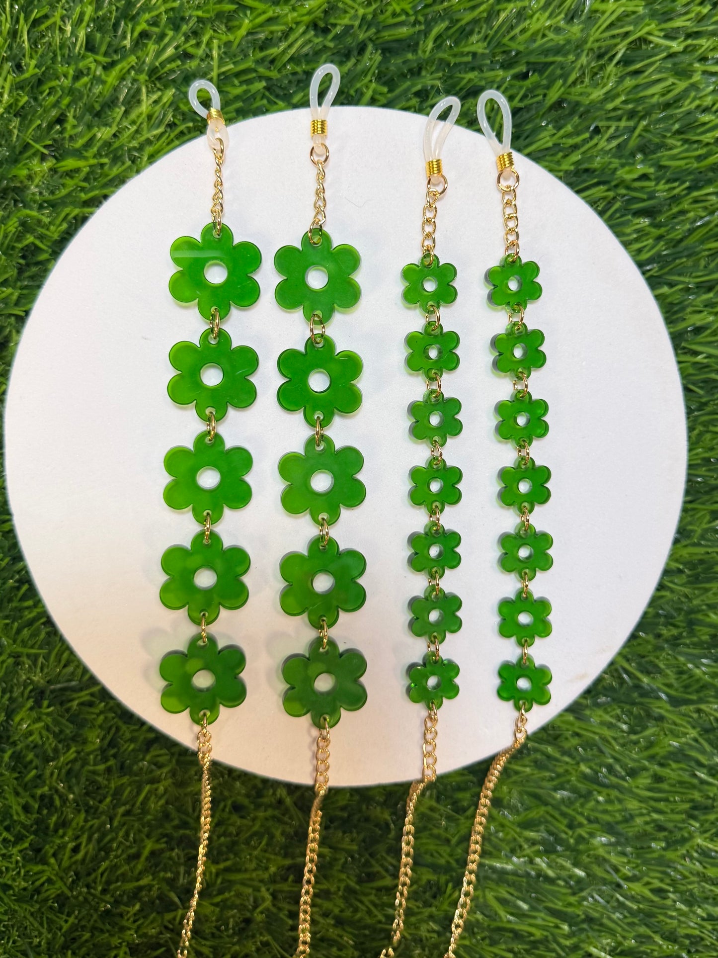 Dark Green Flower Sunglasses Chain
