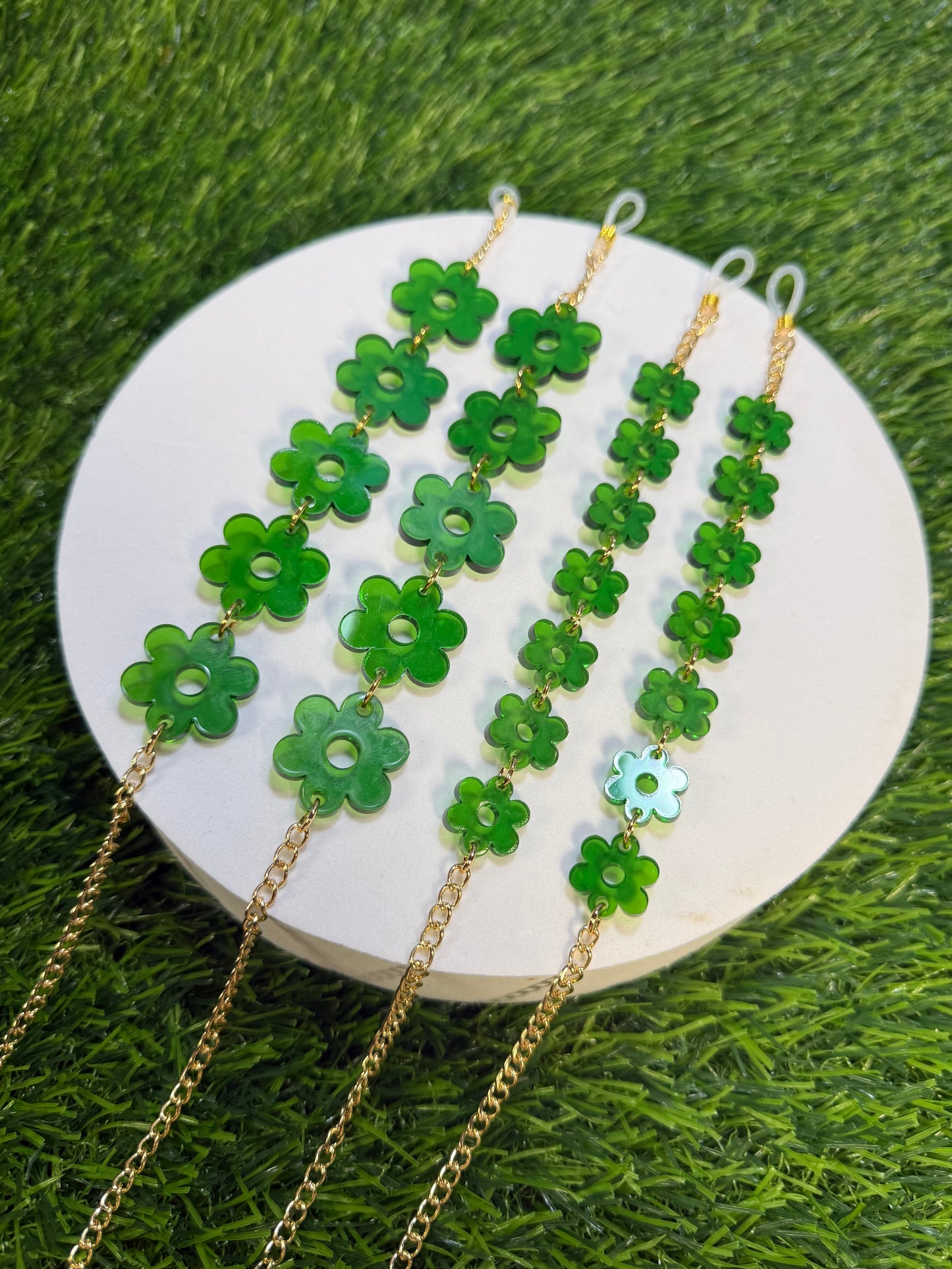 Dark Green Flower Sunglasses Chain