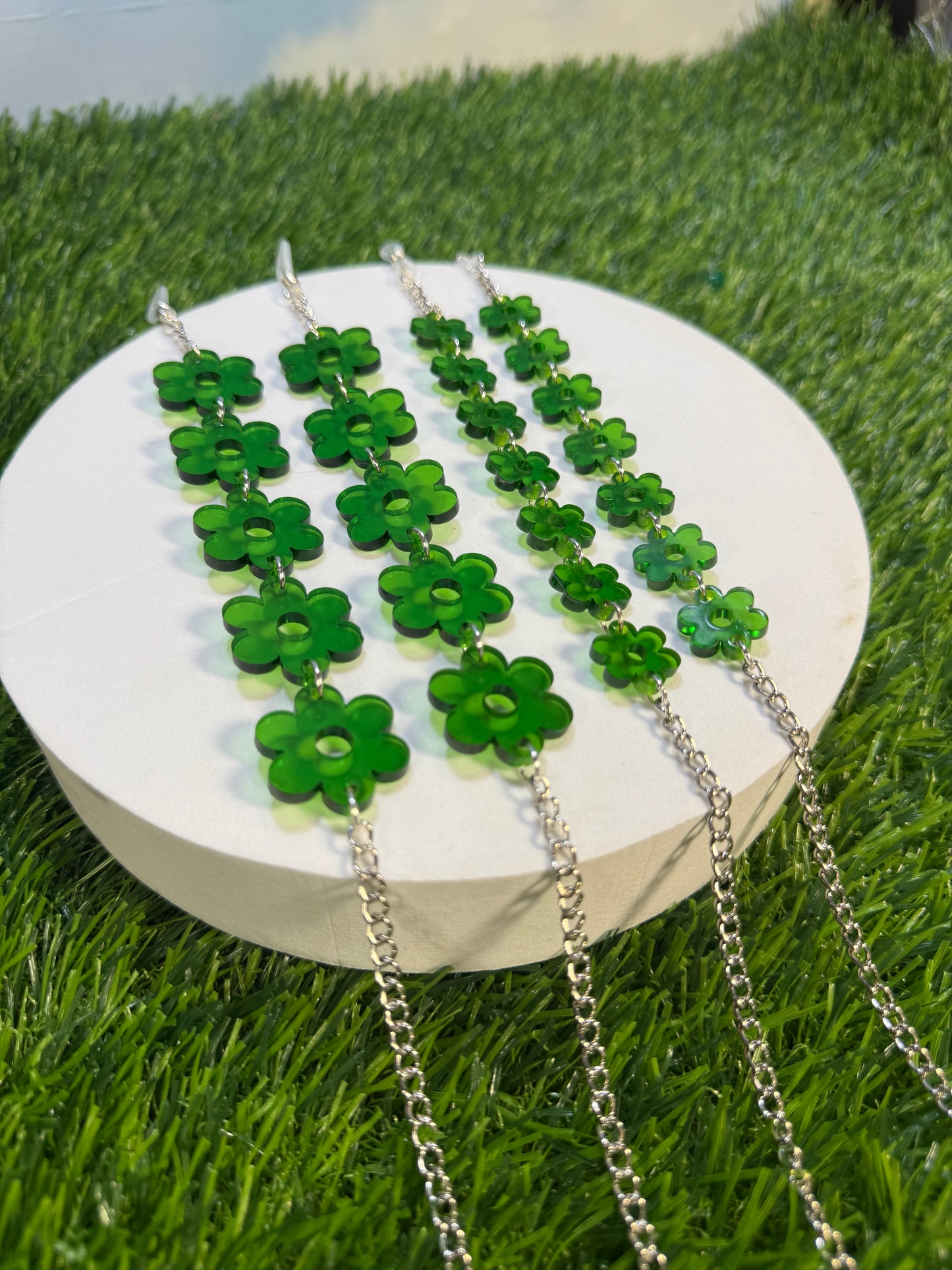 Dark Green Flower Sunglasses Chain