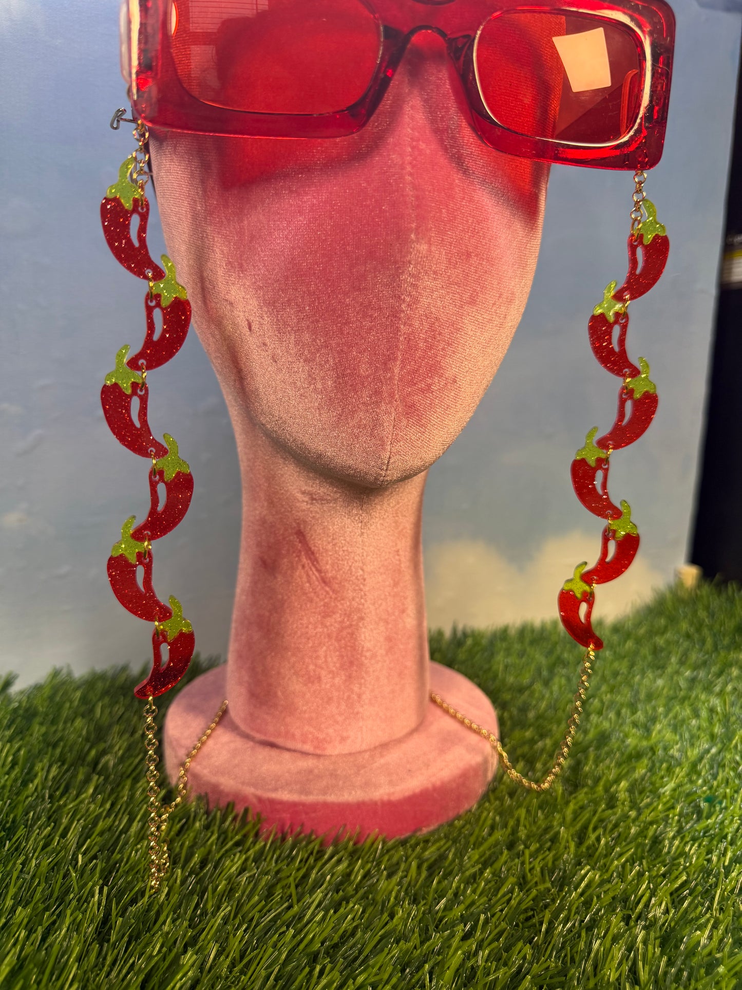 Glitter Chili Pepper Sunglasses Chain