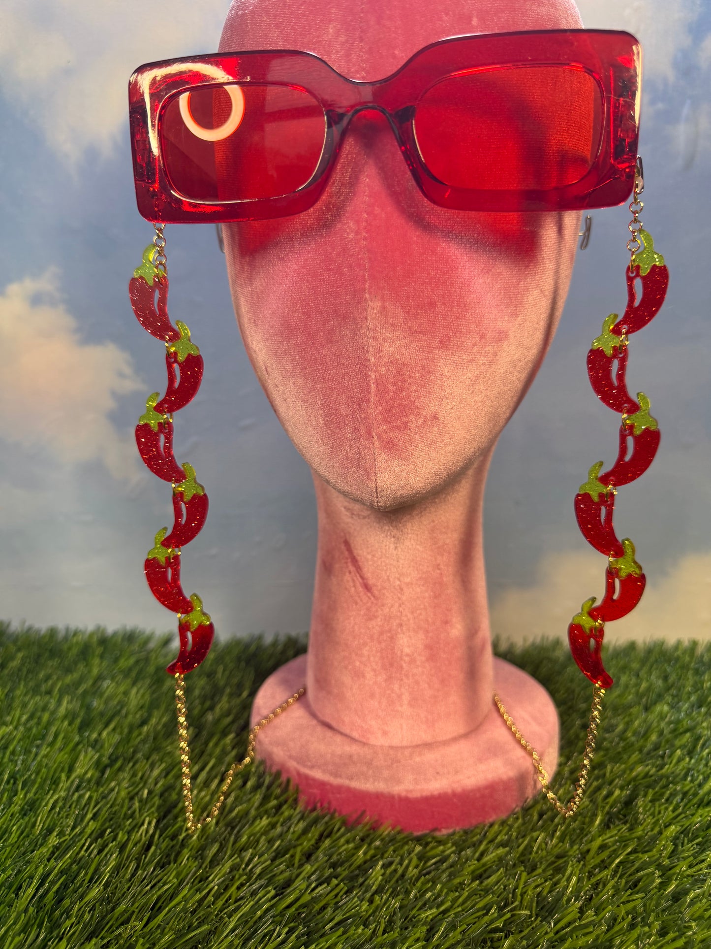 Glitter Chili Pepper Sunglasses Chain