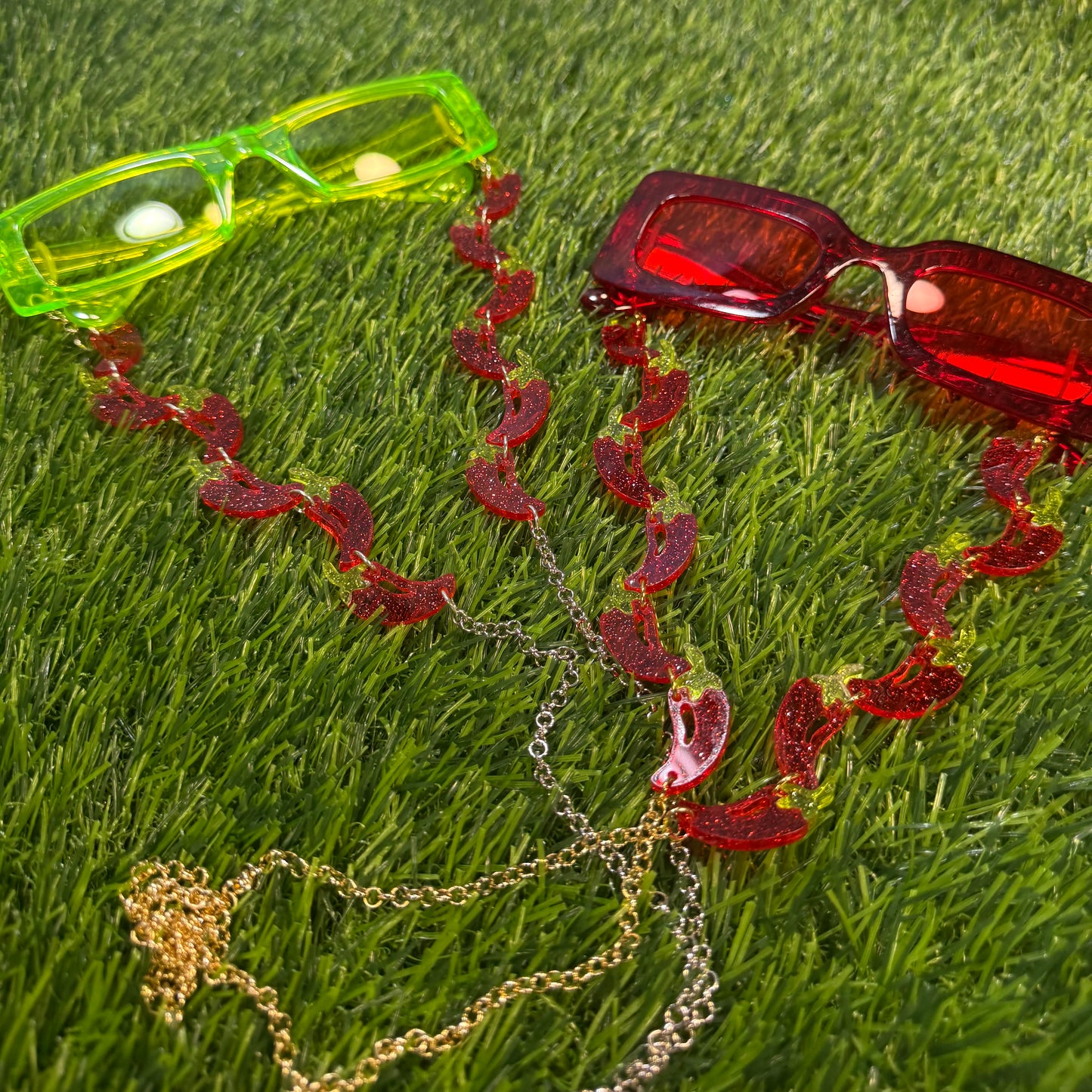 Glitter Chili Pepper Sunglasses Chain