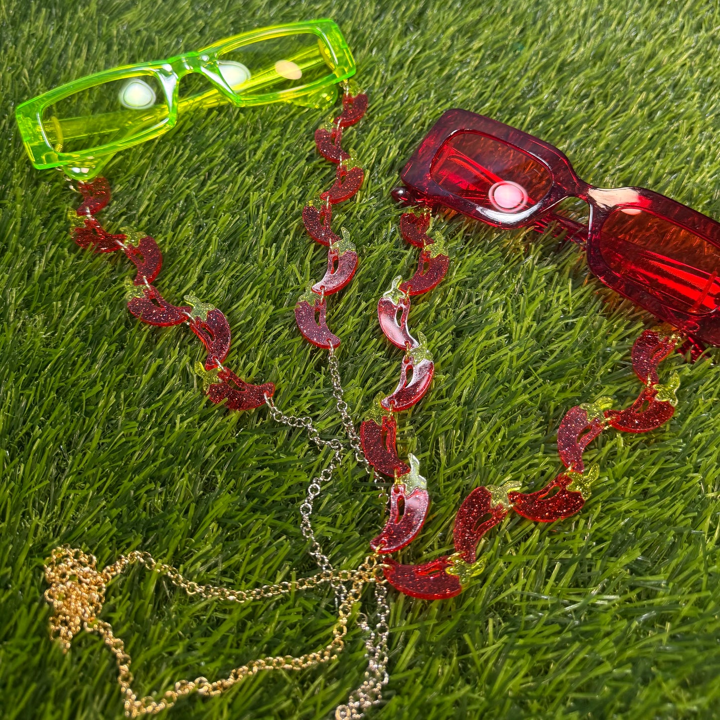 Glitter Chili Pepper Sunglasses Chain