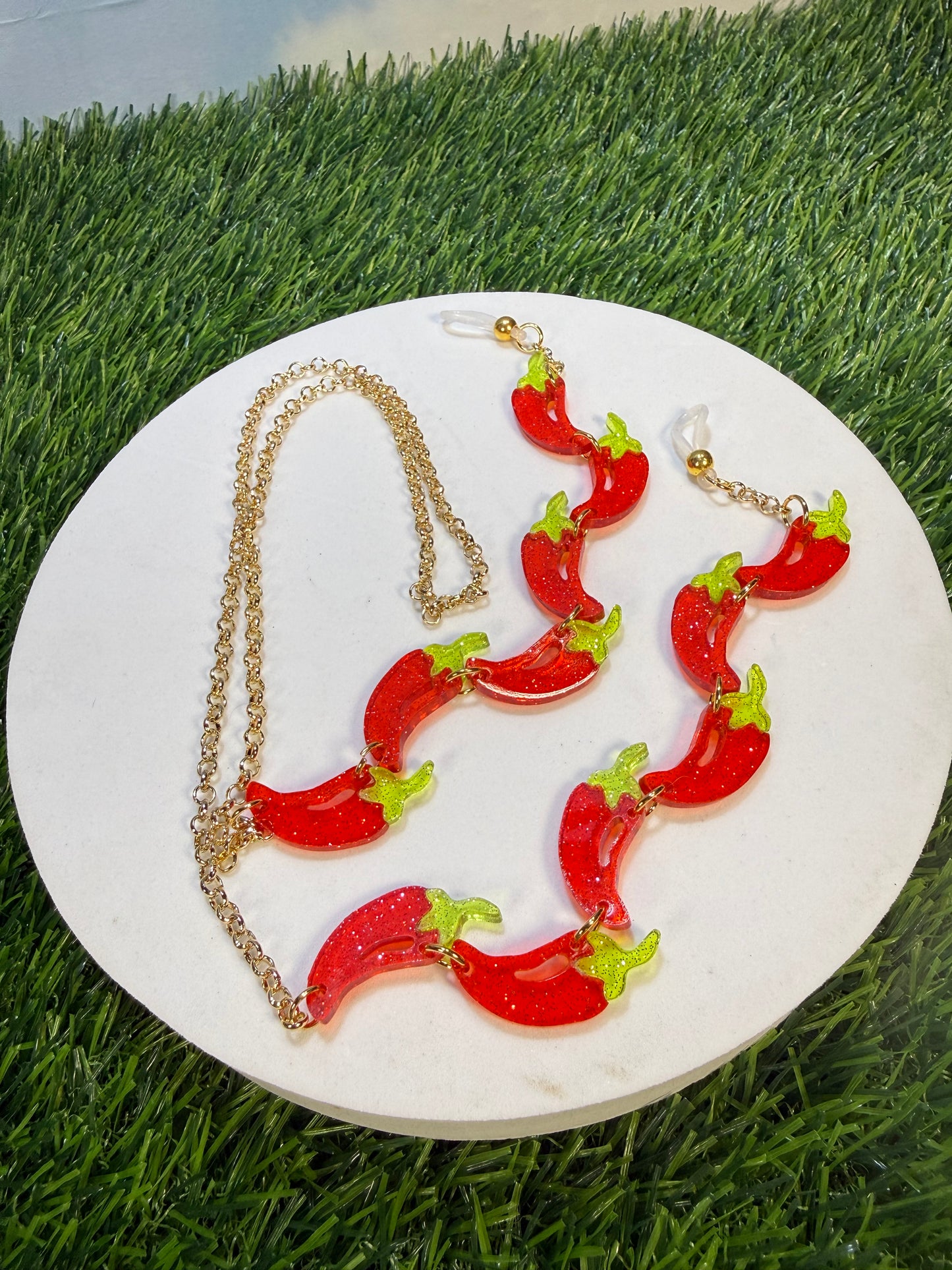 Glitter Chili Pepper Sunglasses Chain