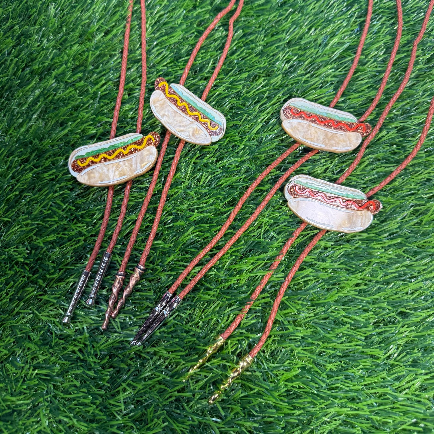 Hot Dog Bolo Tie - Mustard