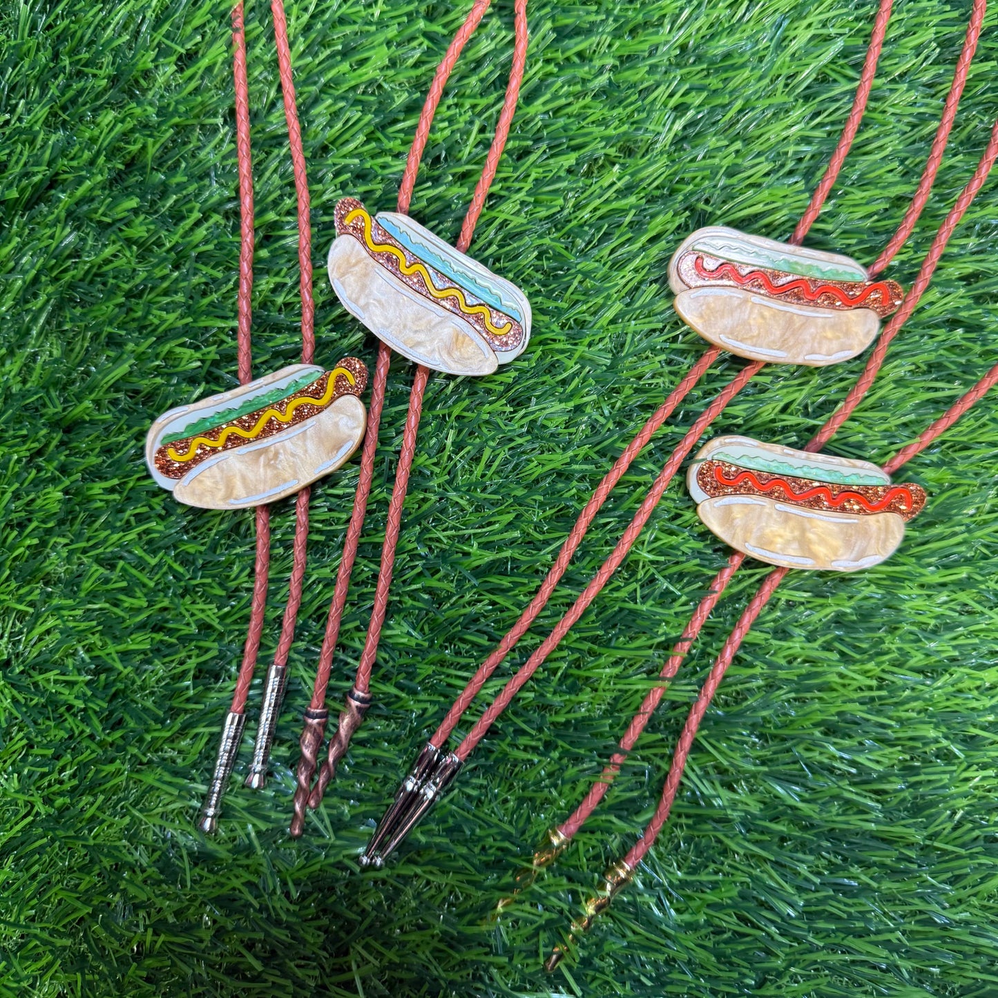 Hot Dog Bolo Tie - Mustard