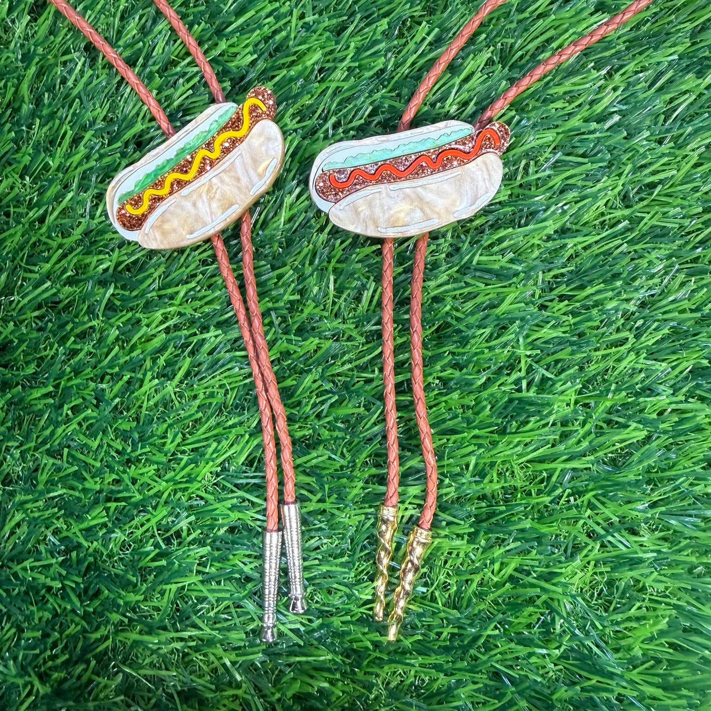 Hot Dog Bolo Tie - Mustard