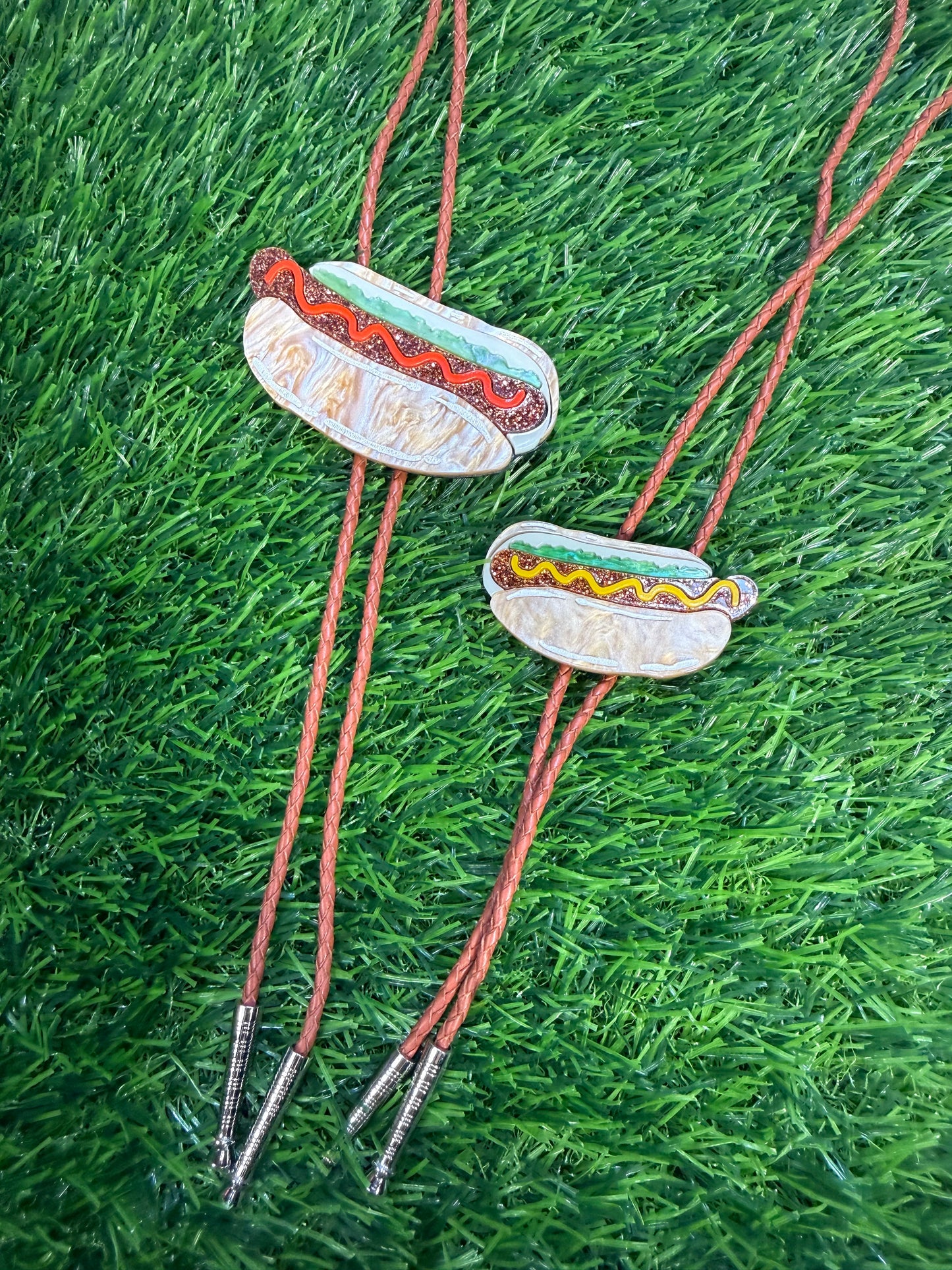 Hot Dog Bolo Tie - Mustard