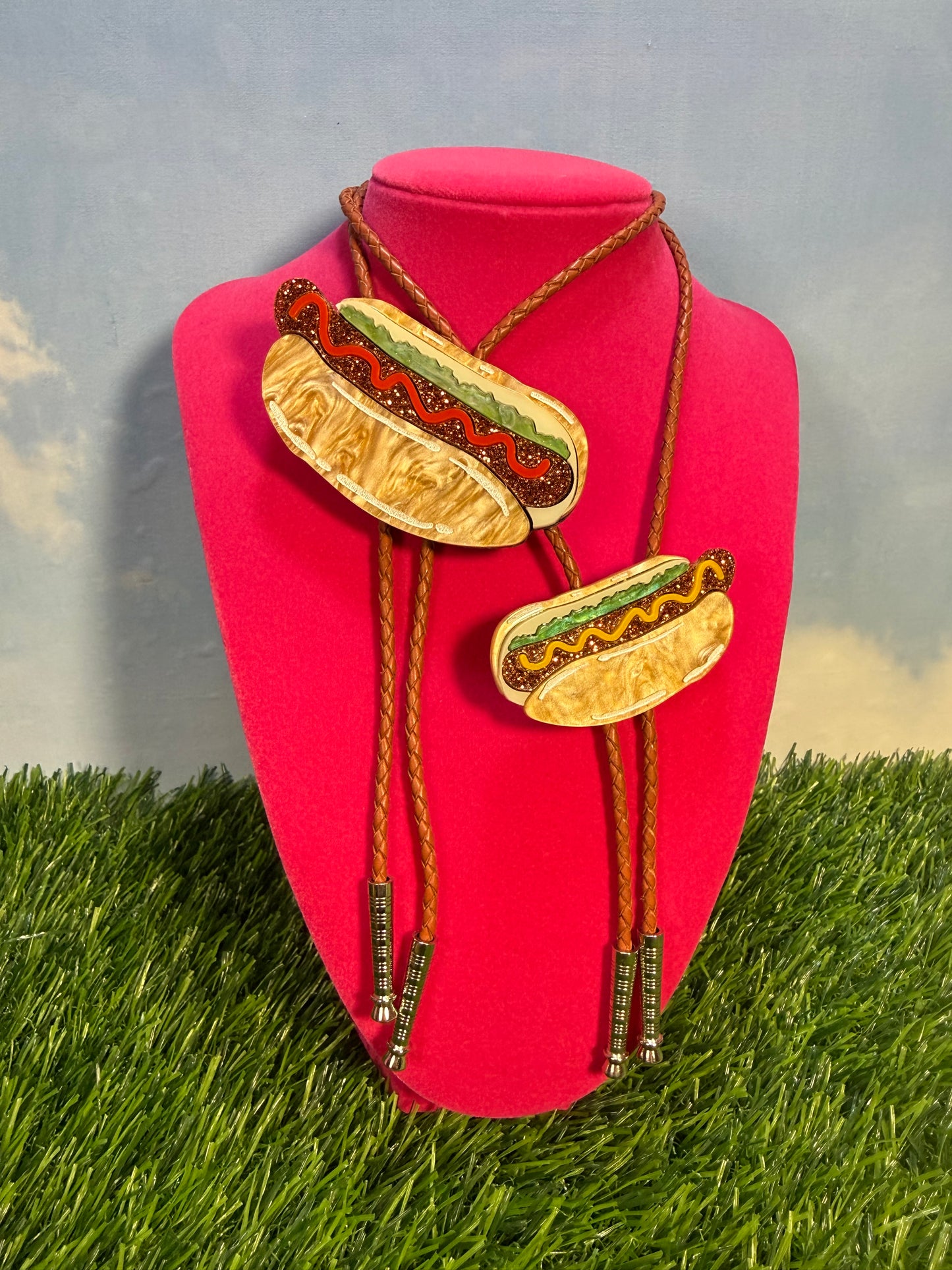 Hot Dog Bolo Tie - Mustard