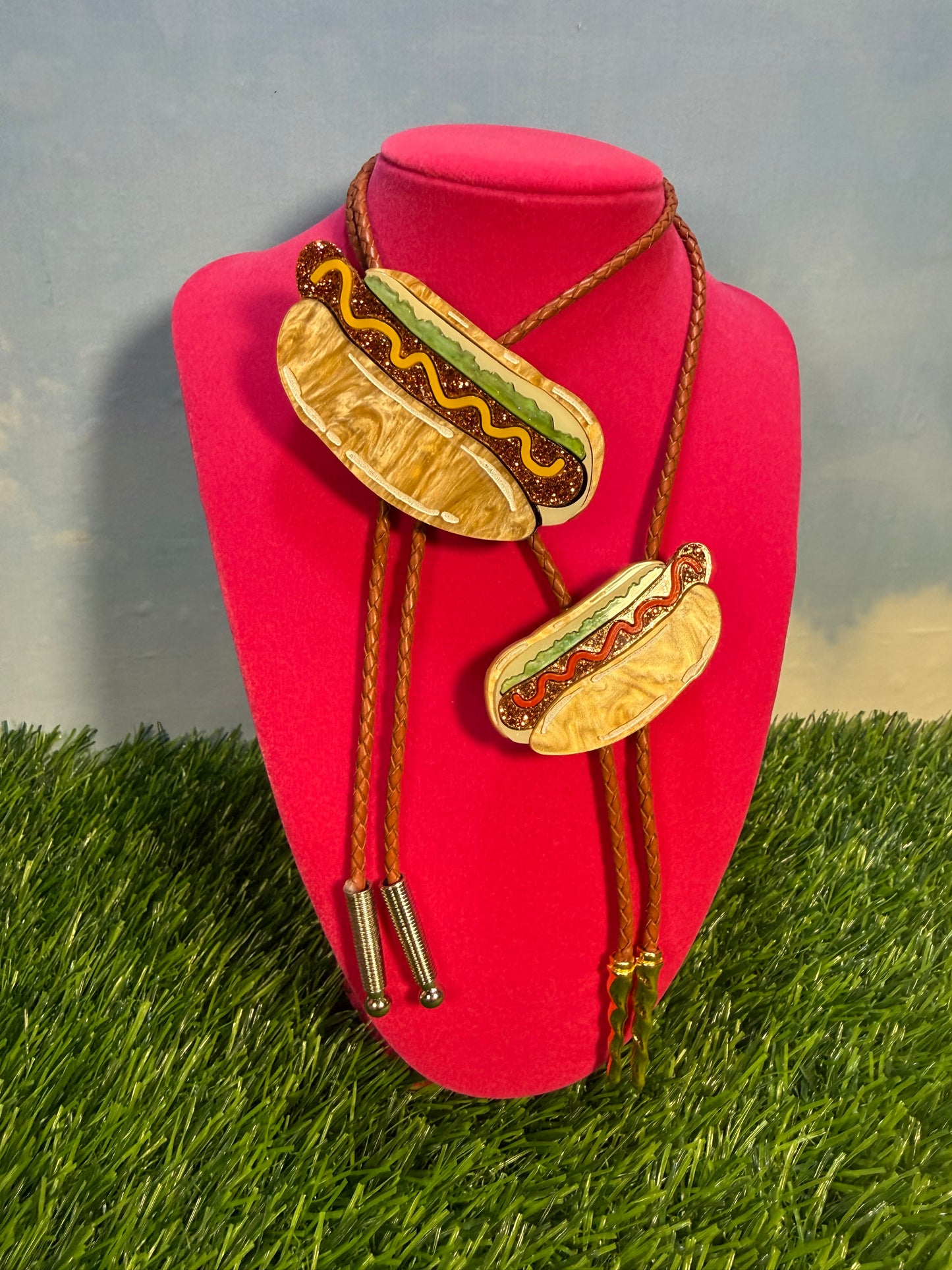 Hot Dog Bolo Tie - Mustard
