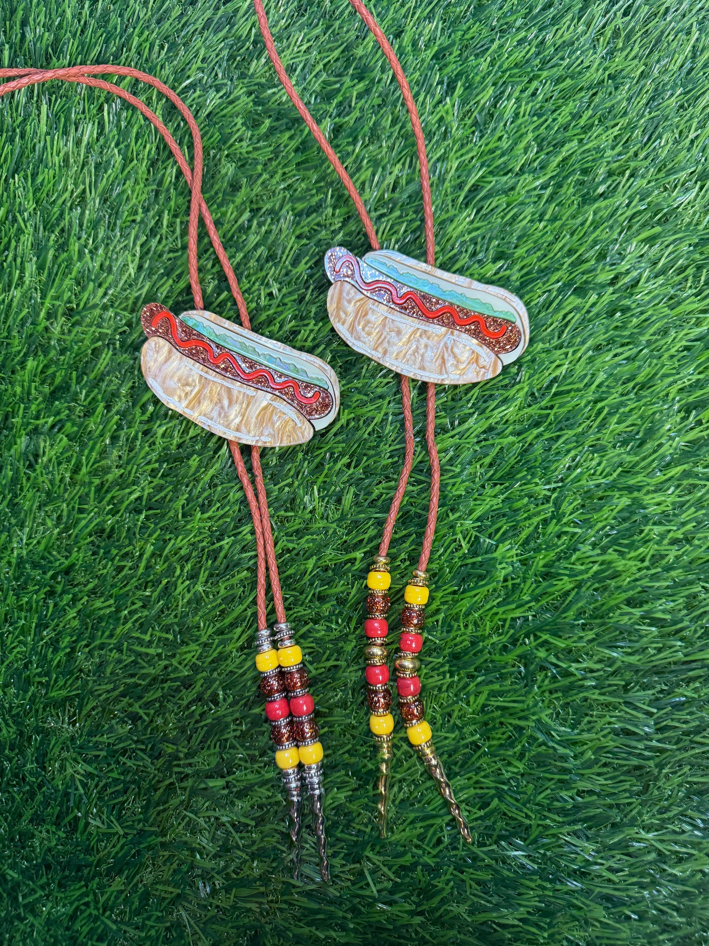 Hot Dog Bolo Tie - Ketchup